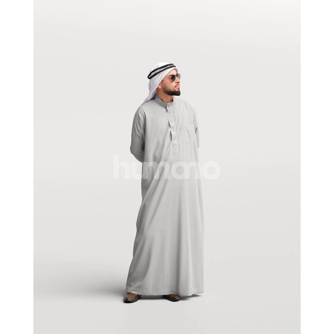 Arab Man in Thobe 3D Model – Realistic Character Asset, PBR Textures - View 12