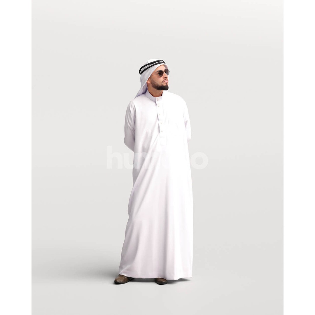 Arab Man in Thobe 3D Model – Realistic Character Asset, PBR Textures - View 5