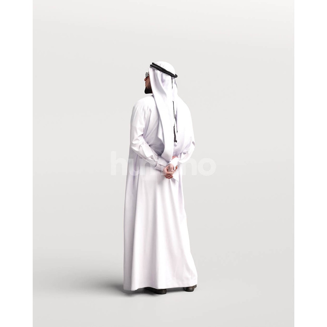 Arab Man in Thobe 3D Model – Realistic Character Asset, PBR Textures - View 6