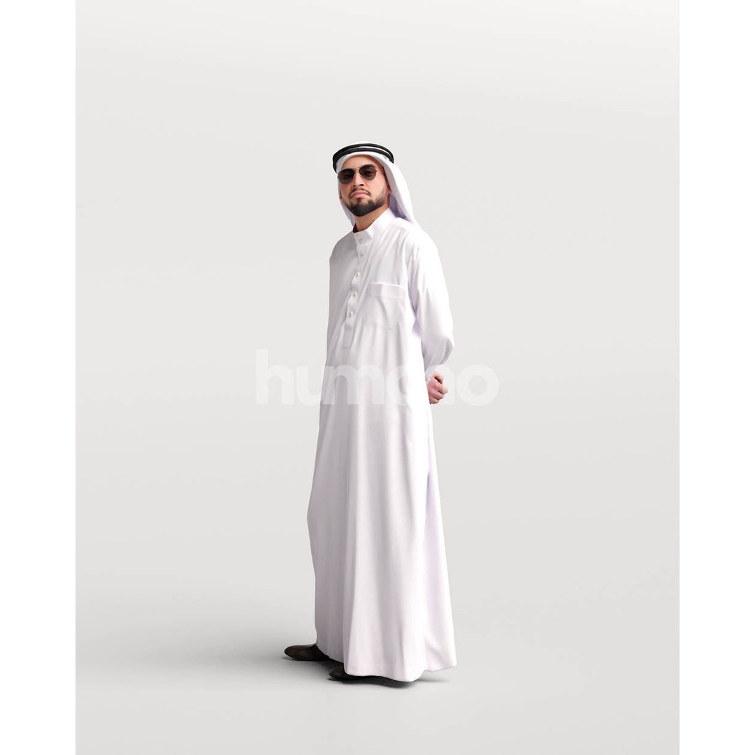 Arab Man in Thobe 3D Model – Realistic Character Asset, PBR Textures - View 7