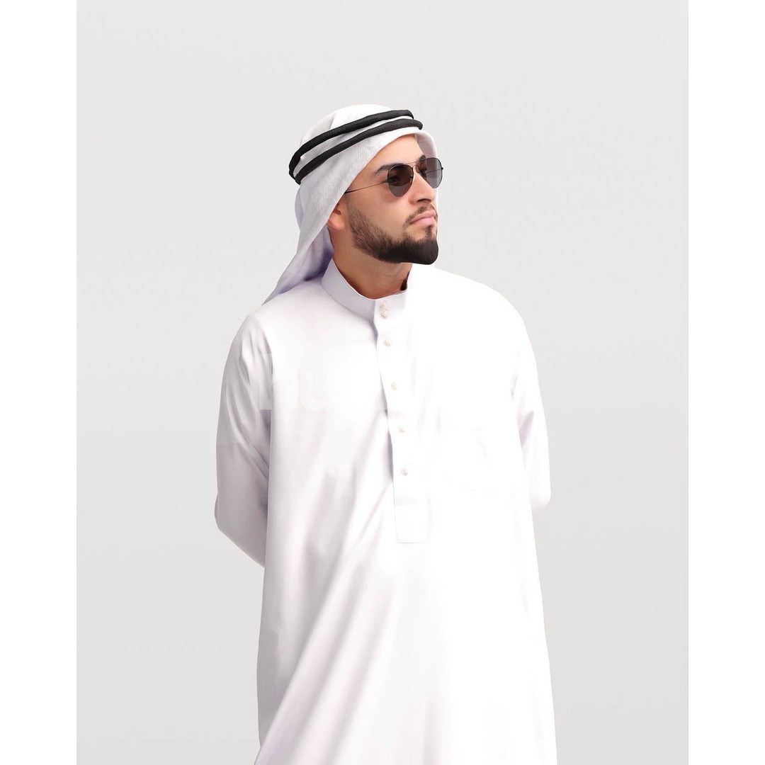 Arab Man in Thobe 3D Model – Realistic Character Asset, PBR Textures - View 8