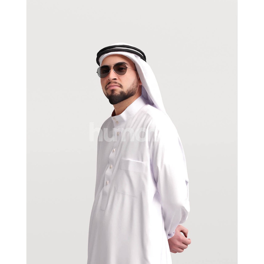 Arab Man in Thobe 3D Model – Realistic Character Asset, PBR Textures - View 9