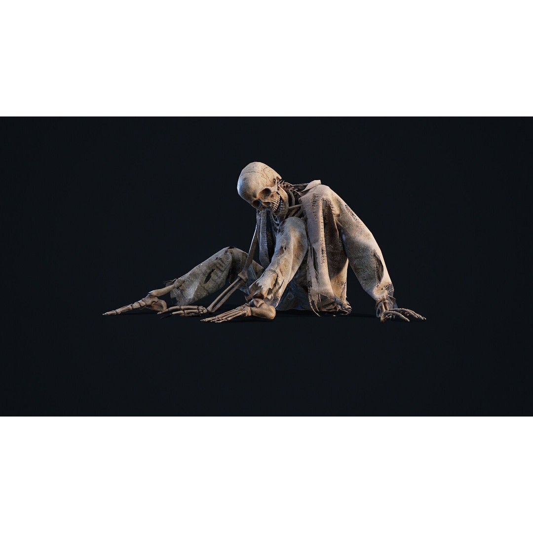 Skeleton Remains 2 3D Model – Low Poly PBR Asset, FBX & OBJ Formats - View 7