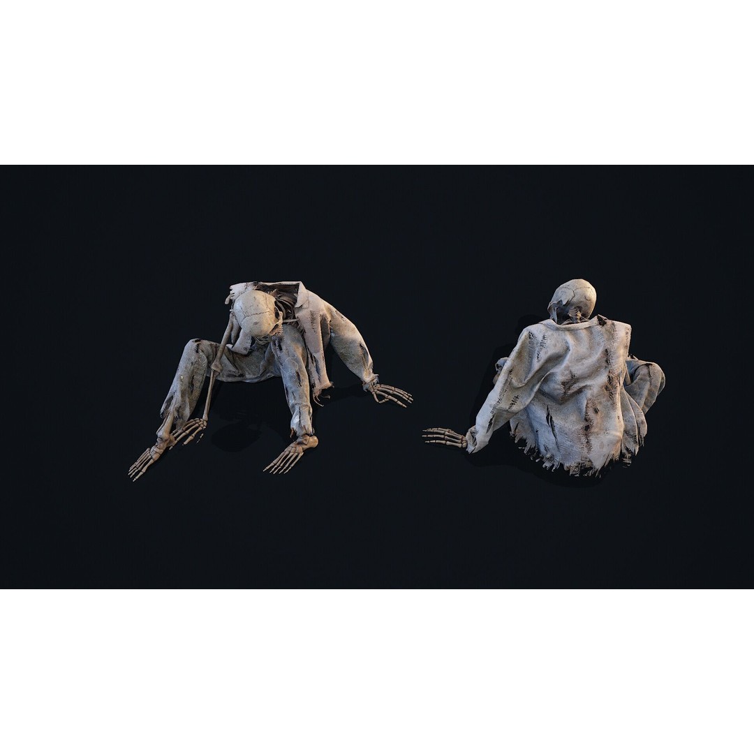 Skeleton Remains 2 3D Model – Low Poly PBR Asset, FBX & OBJ Formats - View 8