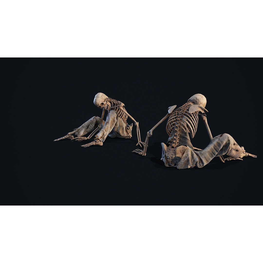Skeleton Remains 2 3D Model – Low Poly PBR Asset, FBX & OBJ Formats - View 9