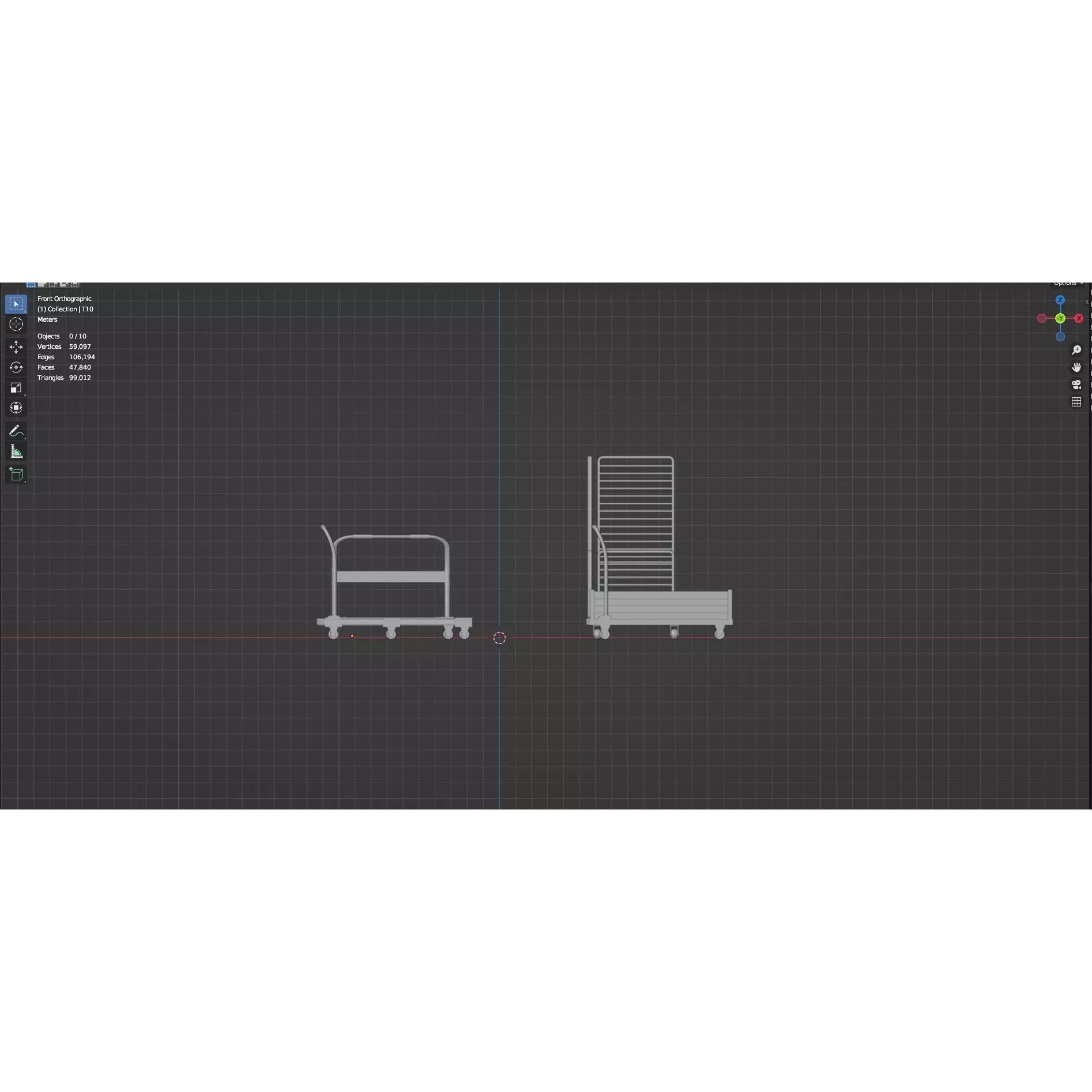 Bookshelf-Bunk Bed-Trolley Combo Pack - Low-Poly Game-Ready 3D Model
