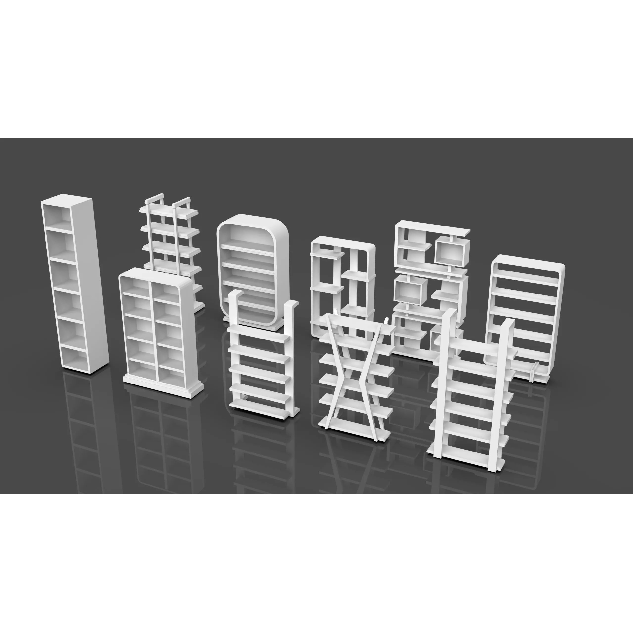 Bookshelf-Bunk Bed-Trolley Combo Pack - Low-Poly Game-Ready 3D Model - View 10