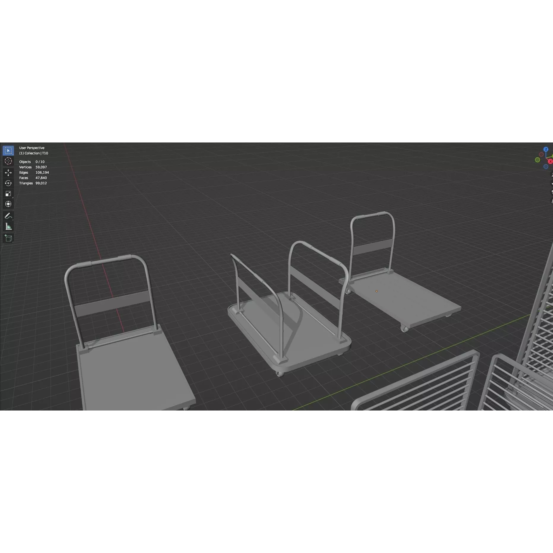 Bookshelf-Bunk Bed-Trolley Combo Pack - Low-Poly Game-Ready 3D Model - View 101