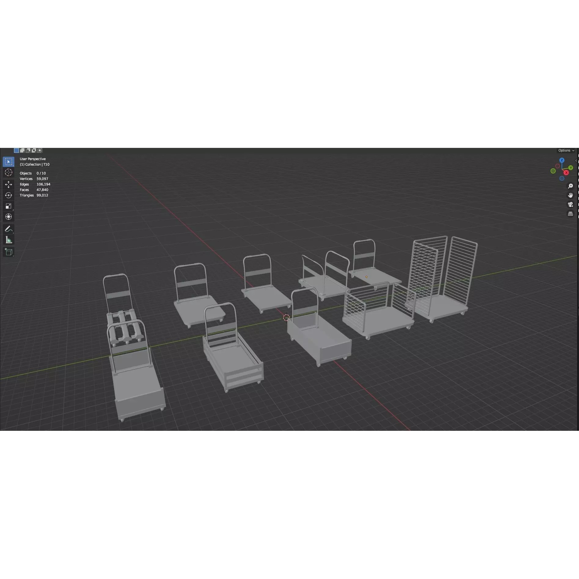 Bookshelf-Bunk Bed-Trolley Combo Pack - Low-Poly Game-Ready 3D Model - View 102