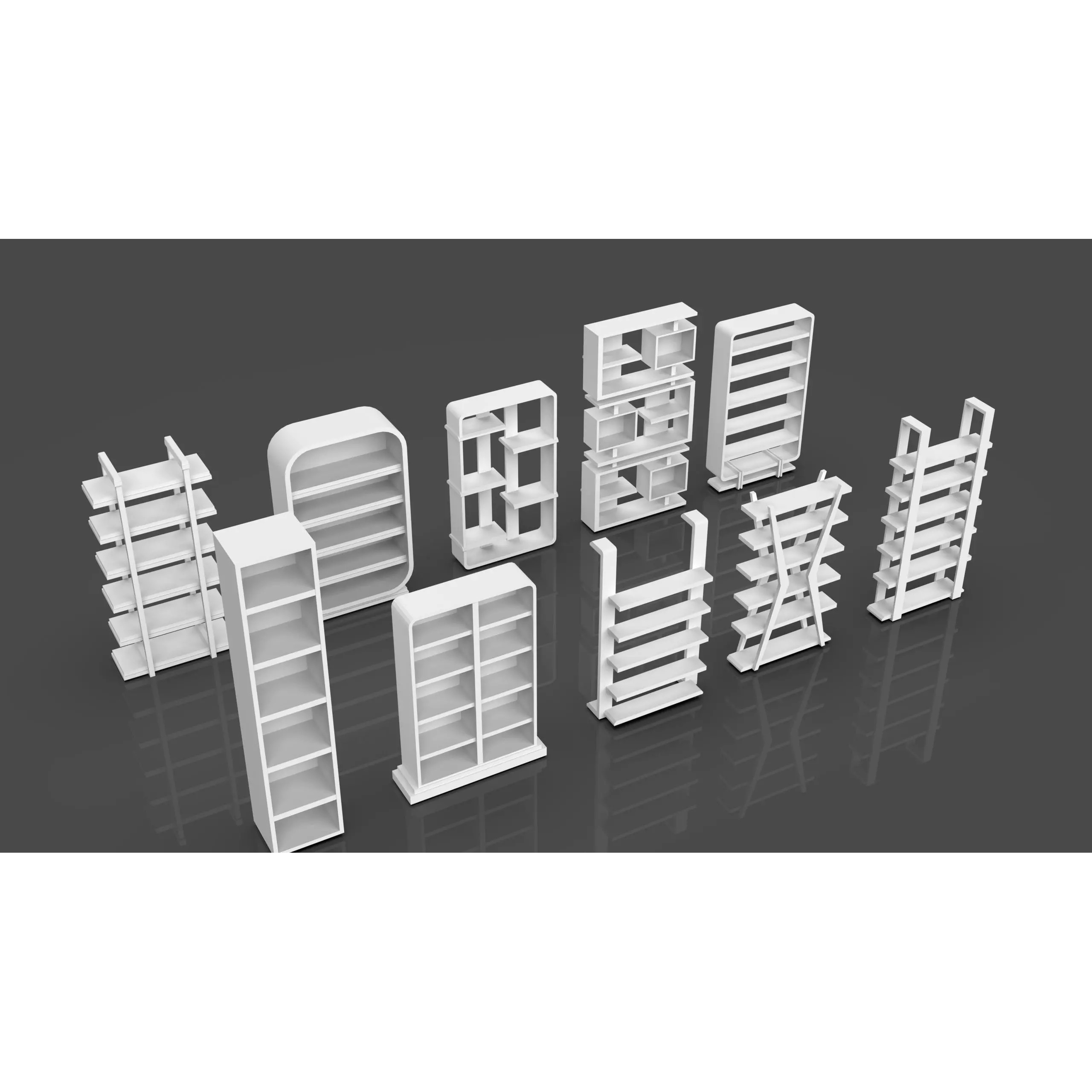 Bookshelf-Bunk Bed-Trolley Combo Pack - Low-Poly Game-Ready 3D Model - View 11