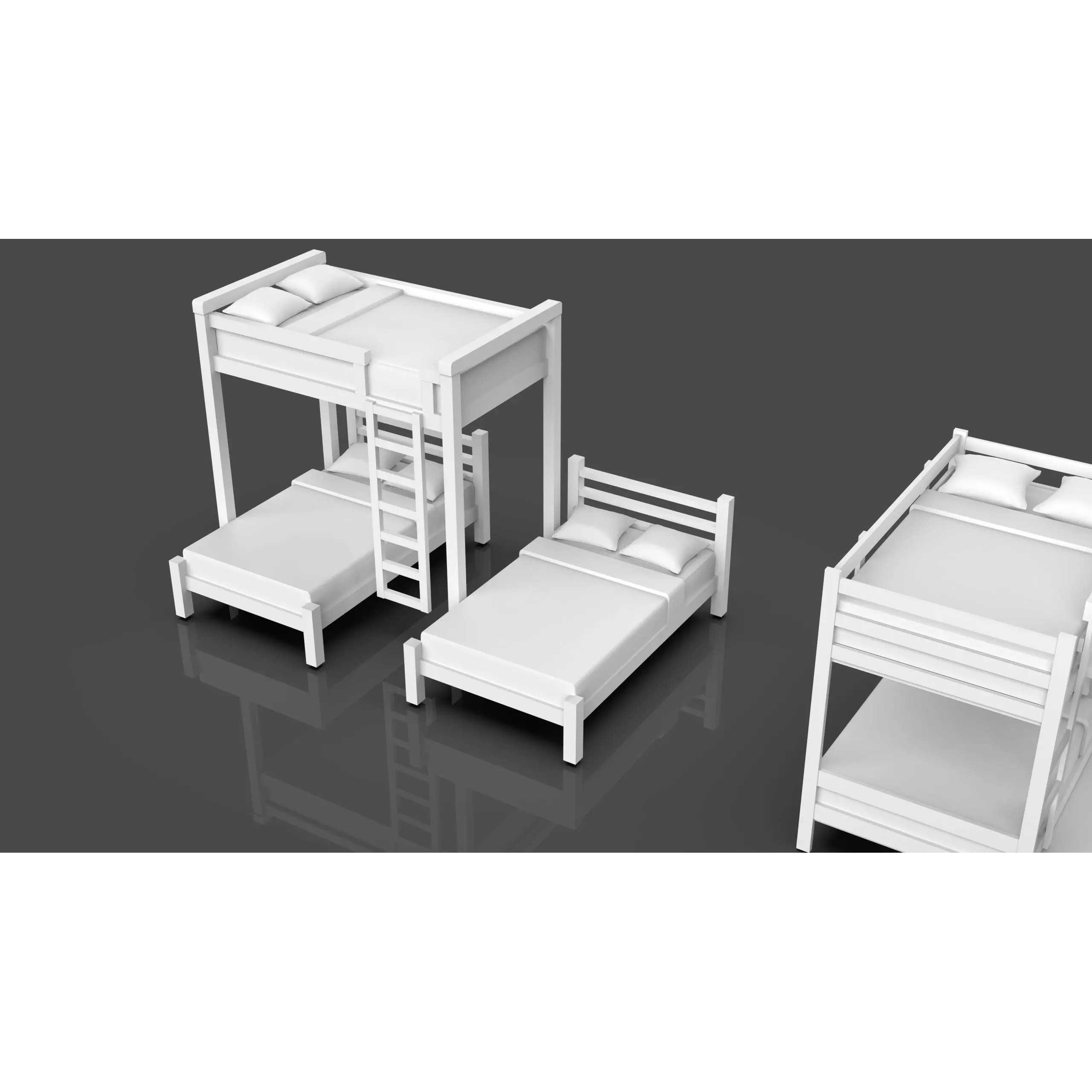 Bookshelf-Bunk Bed-Trolley Combo Pack - Low-Poly Game-Ready 3D Model - View 12