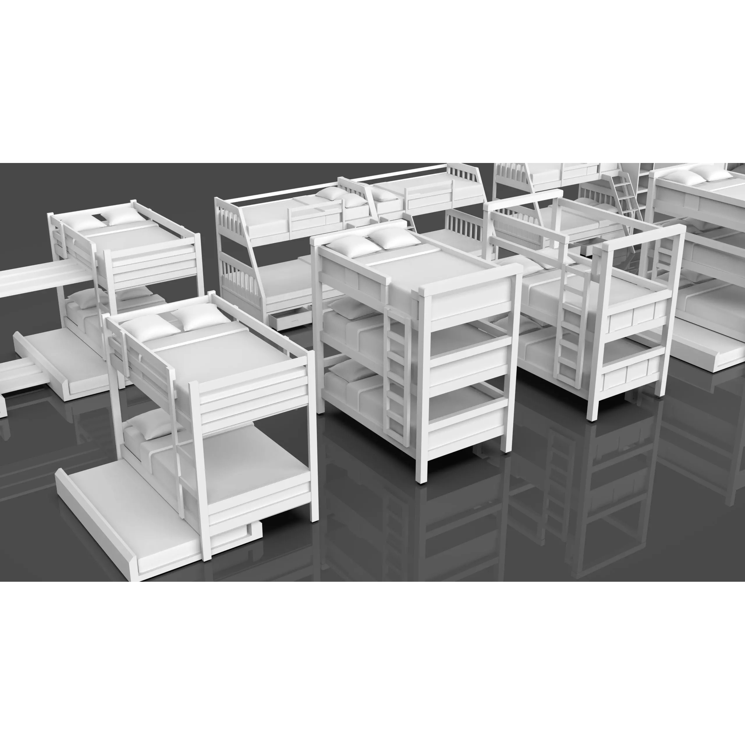 Bookshelf-Bunk Bed-Trolley Combo Pack - Low-Poly Game-Ready 3D Model - View 15