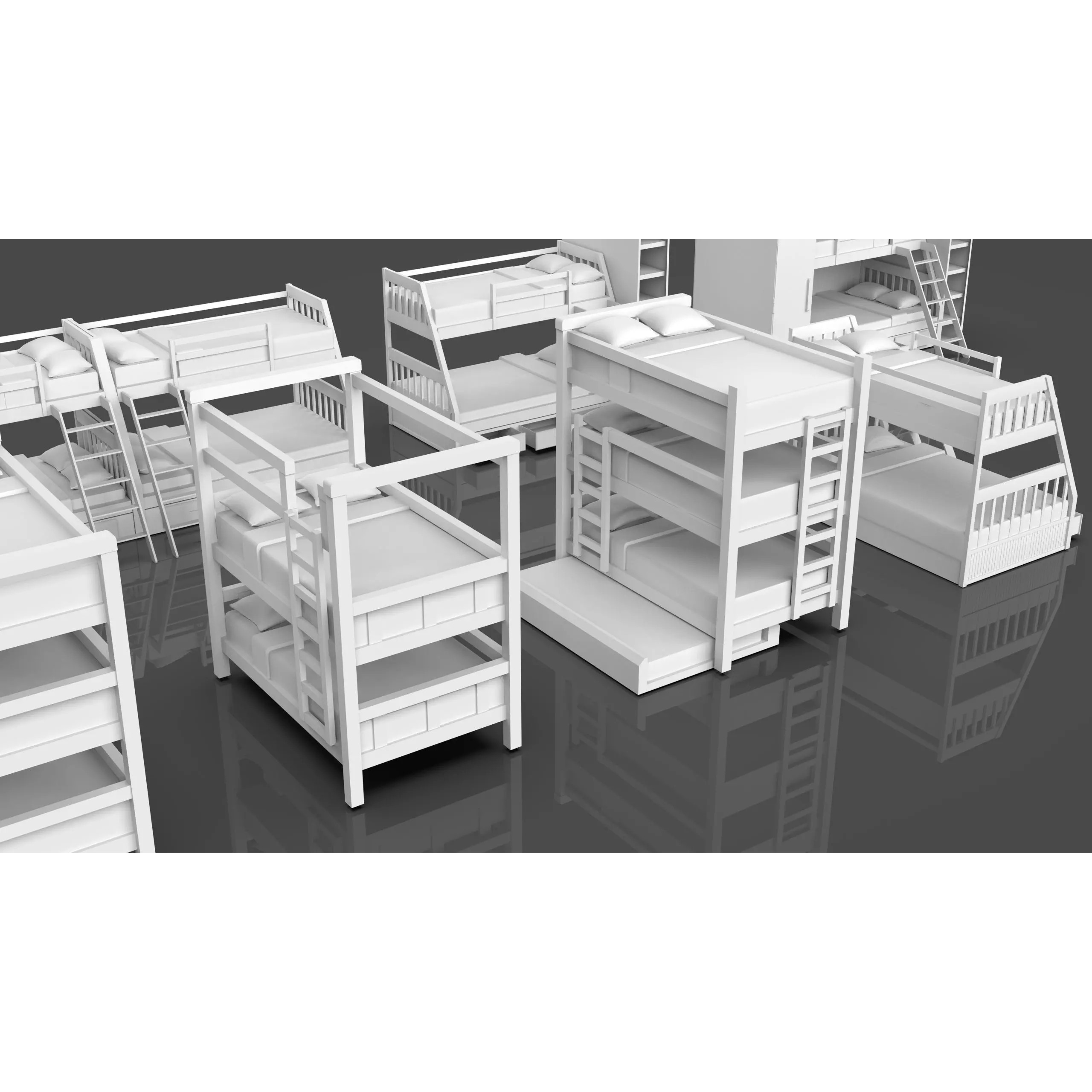 Bookshelf-Bunk Bed-Trolley Combo Pack - Low-Poly Game-Ready 3D Model - View 16