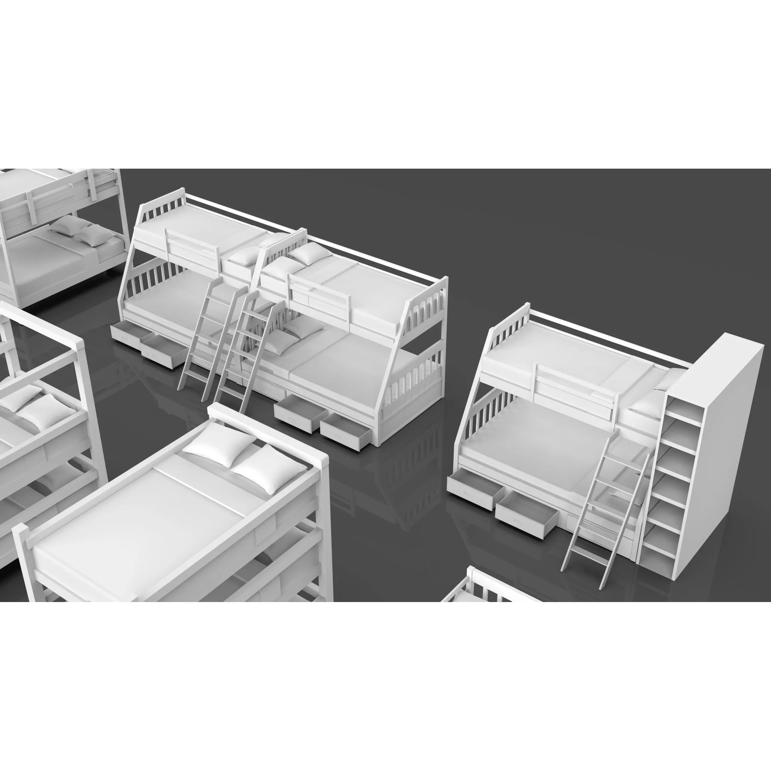 Bookshelf-Bunk Bed-Trolley Combo Pack - Low-Poly Game-Ready 3D Model - View 19