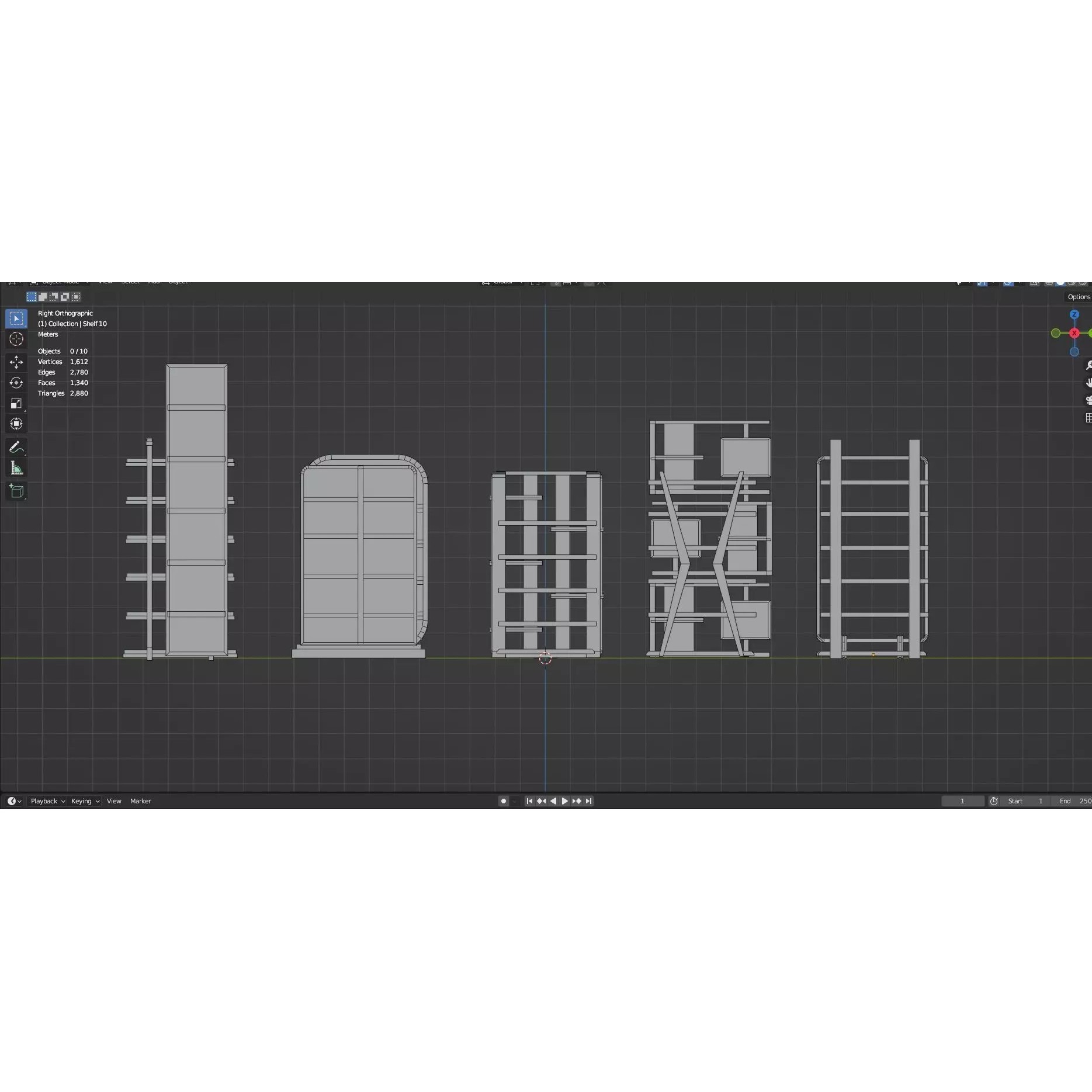 Bookshelf-Bunk Bed-Trolley Combo Pack - Low-Poly Game-Ready 3D Model - View 28