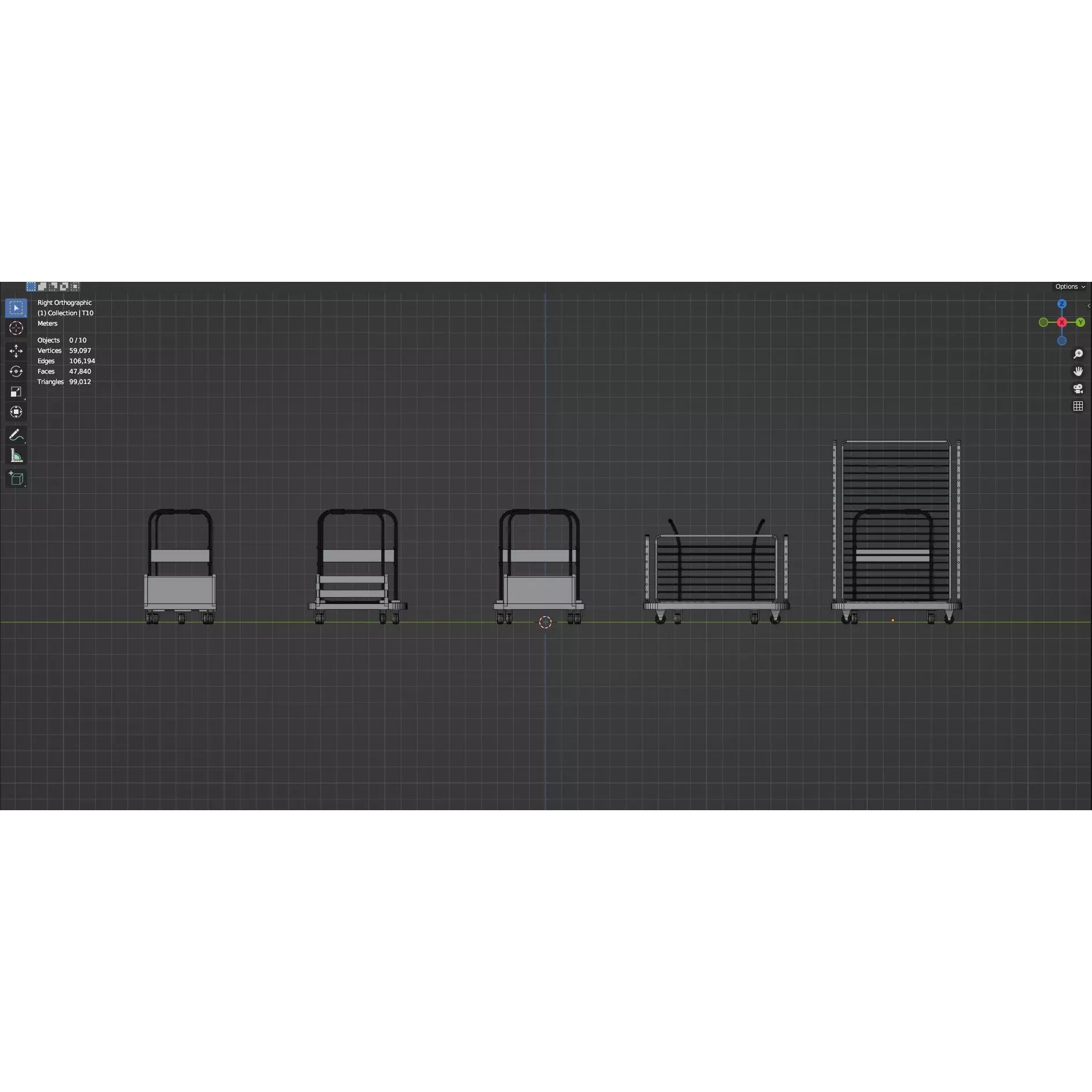 Bookshelf-Bunk Bed-Trolley Combo Pack - Low-Poly Game-Ready 3D Model - View 30