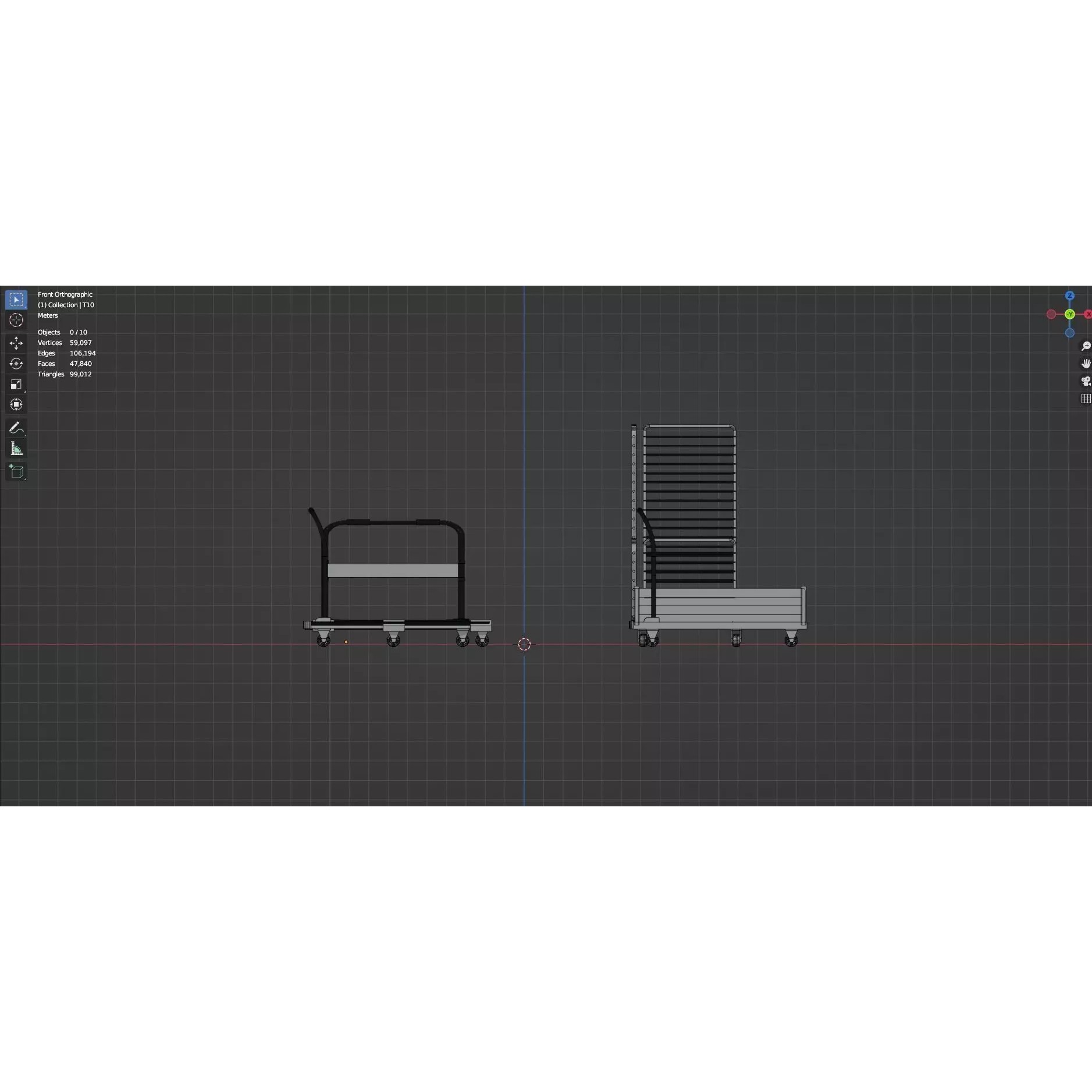 Bookshelf-Bunk Bed-Trolley Combo Pack - Low-Poly Game-Ready 3D Model - View 31