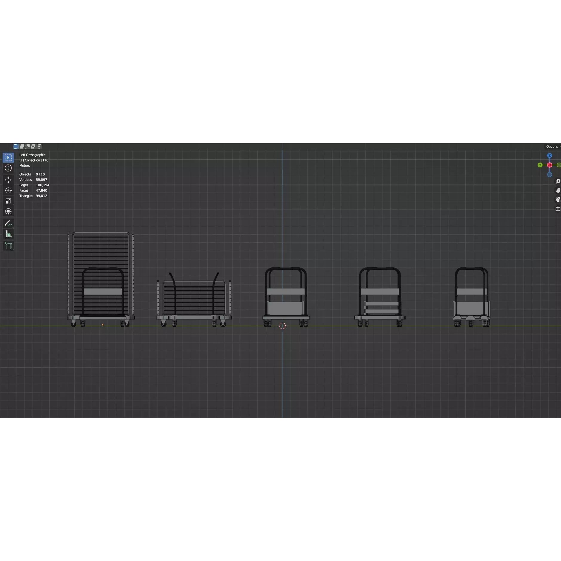 Bookshelf-Bunk Bed-Trolley Combo Pack - Low-Poly Game-Ready 3D Model - View 32