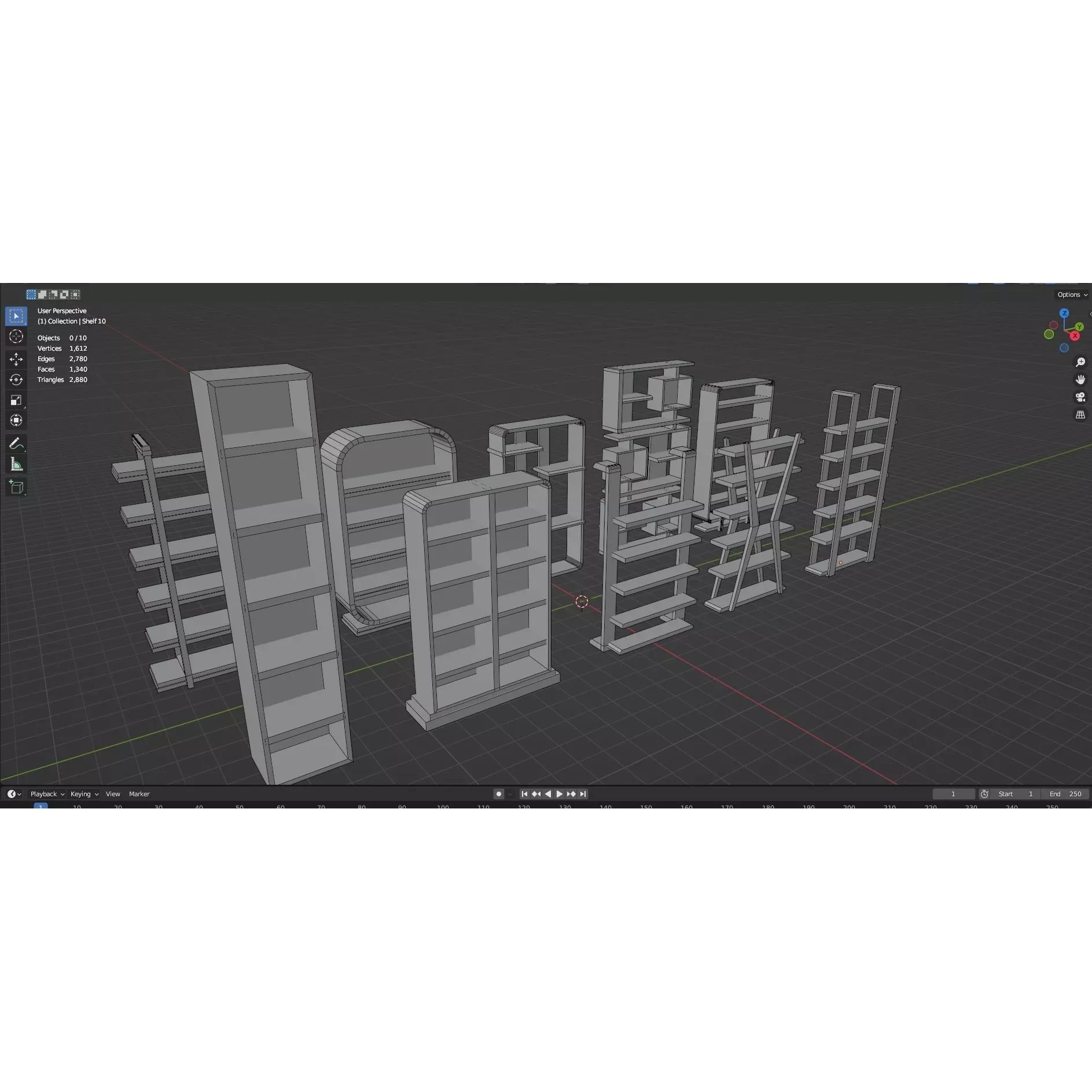 Bookshelf-Bunk Bed-Trolley Combo Pack - Low-Poly Game-Ready 3D Model - View 33