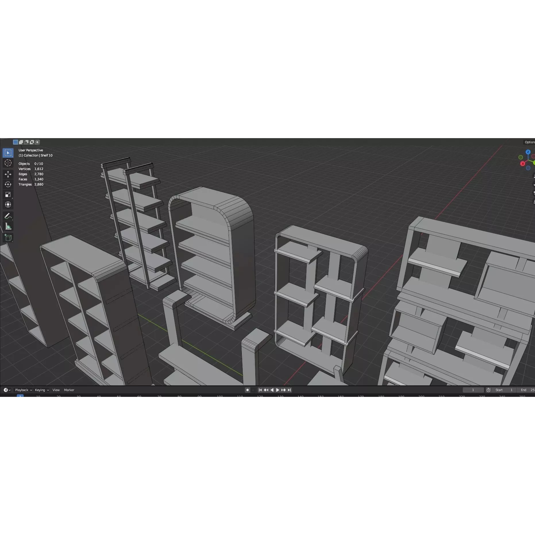 Bookshelf-Bunk Bed-Trolley Combo Pack - Low-Poly Game-Ready 3D Model - View 41