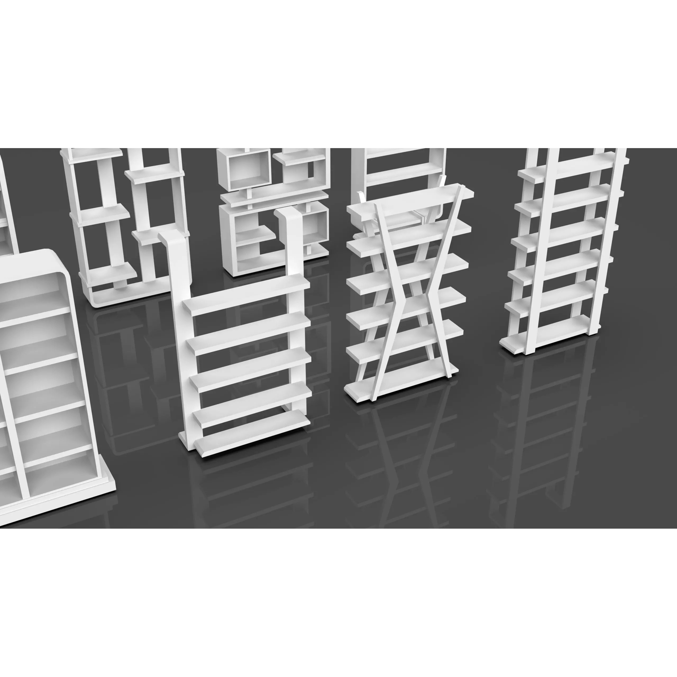 Bookshelf-Bunk Bed-Trolley Combo Pack - Low-Poly Game-Ready 3D Model - View 5
