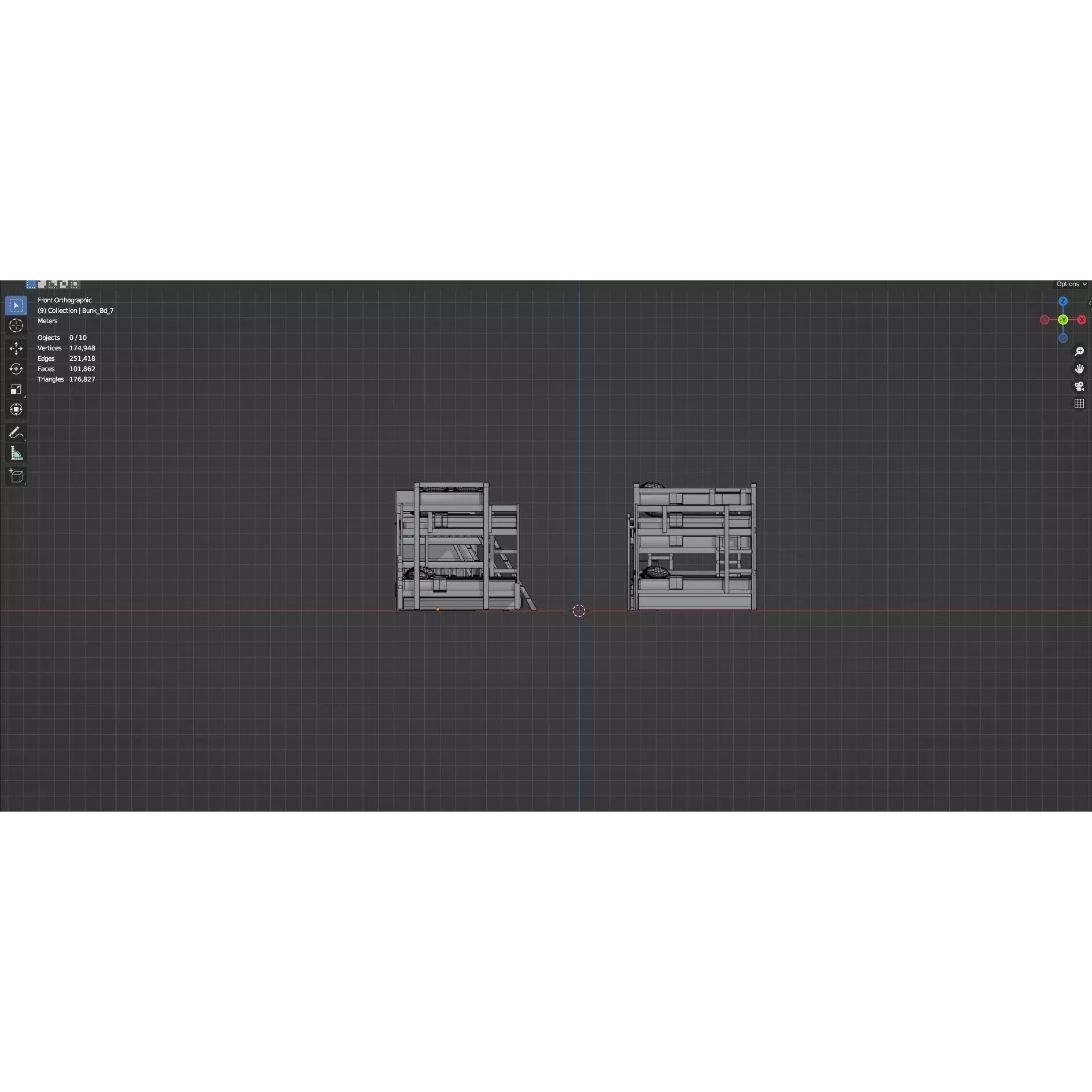 Bookshelf-Bunk Bed-Trolley Combo Pack - Low-Poly Game-Ready 3D Model - View 51