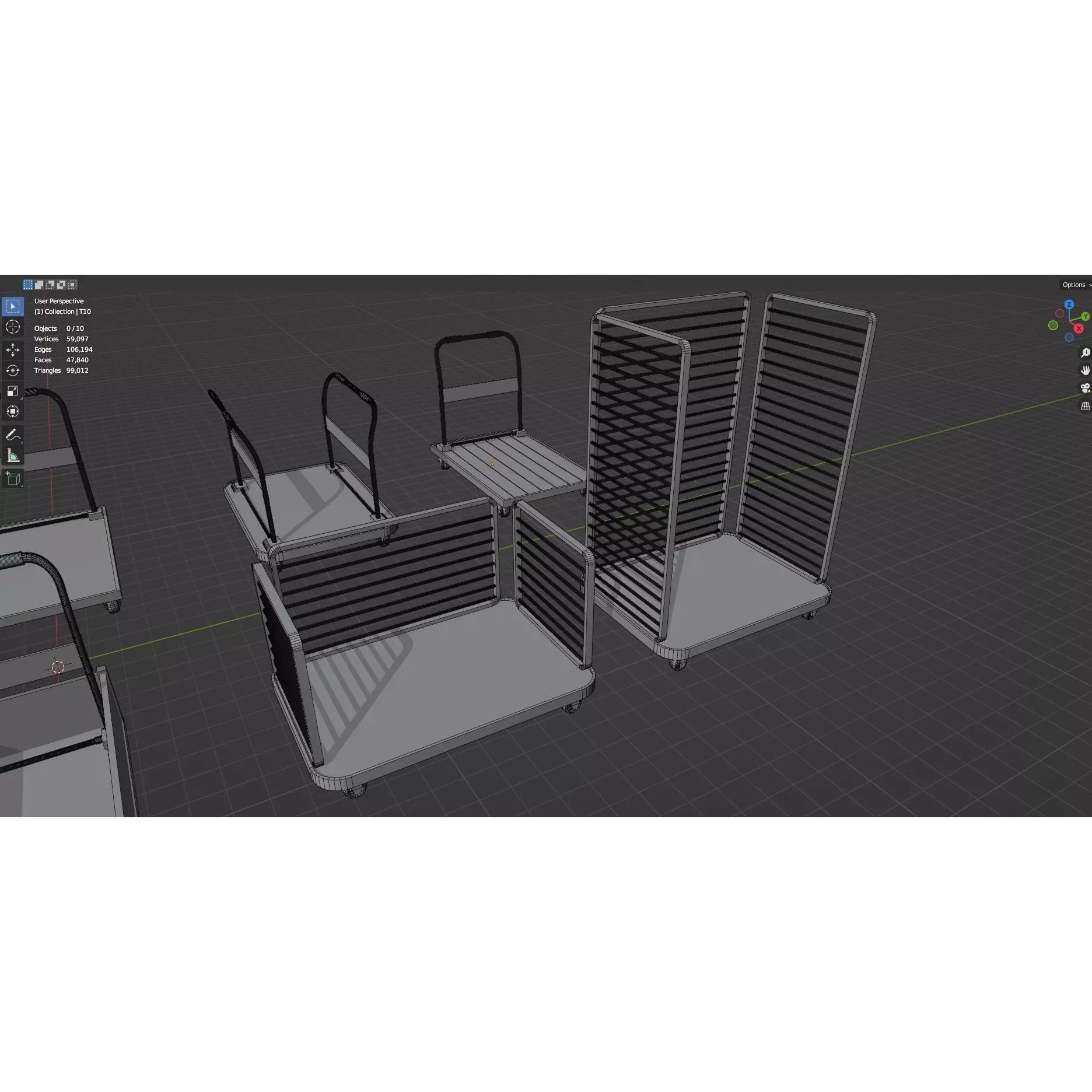 Bookshelf-Bunk Bed-Trolley Combo Pack - Low-Poly Game-Ready 3D Model - View 58