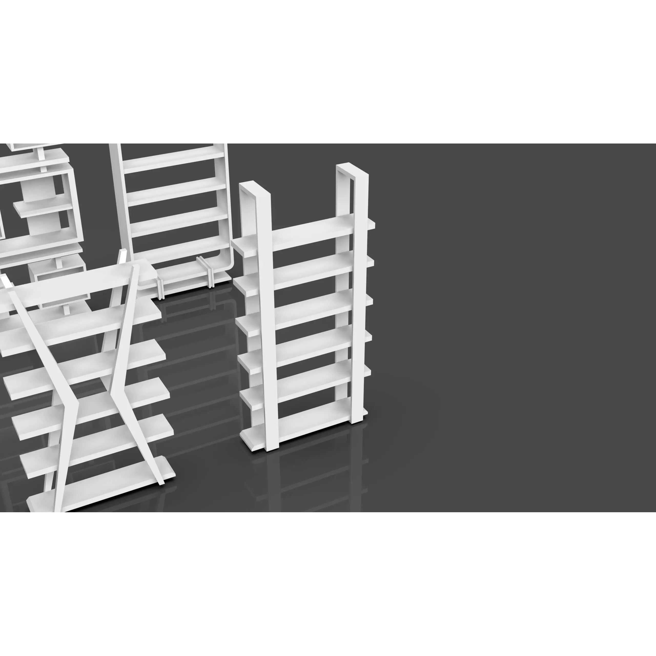 Bookshelf-Bunk Bed-Trolley Combo Pack - Low-Poly Game-Ready 3D Model - View 6