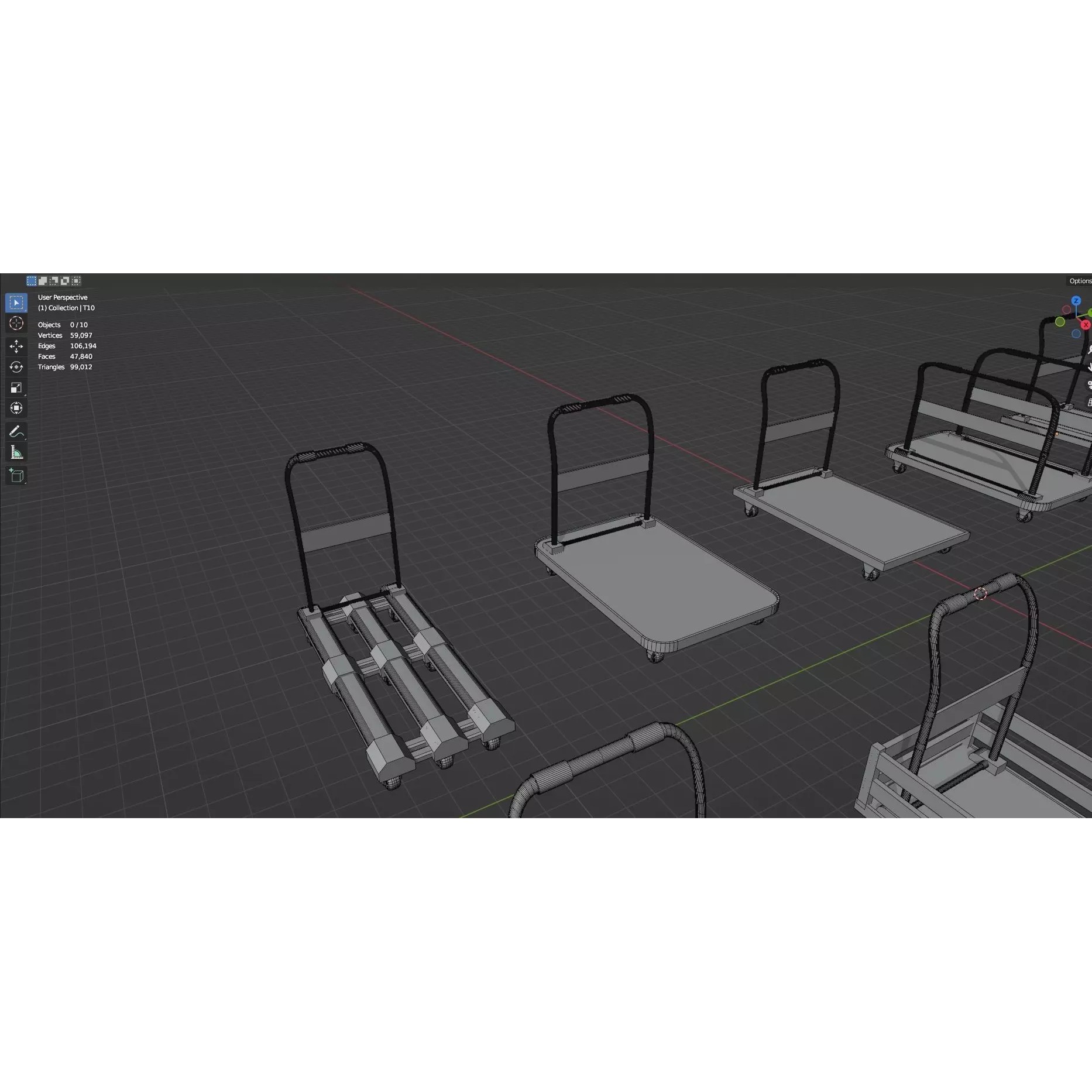 Bookshelf-Bunk Bed-Trolley Combo Pack - Low-Poly Game-Ready 3D Model - View 60