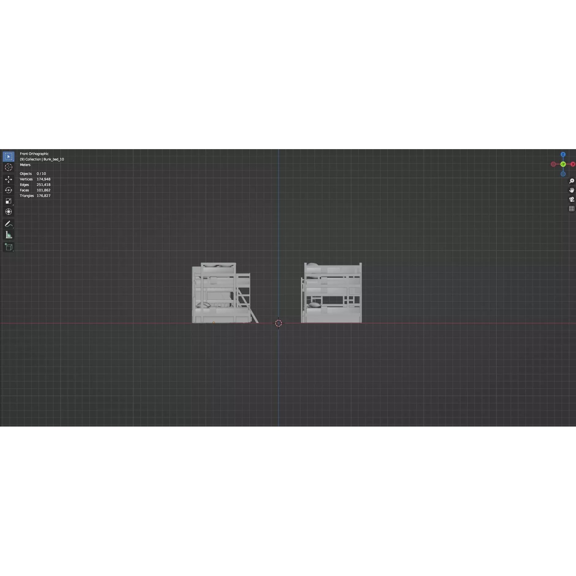 Bookshelf-Bunk Bed-Trolley Combo Pack - Low-Poly Game-Ready 3D Model - View 63
