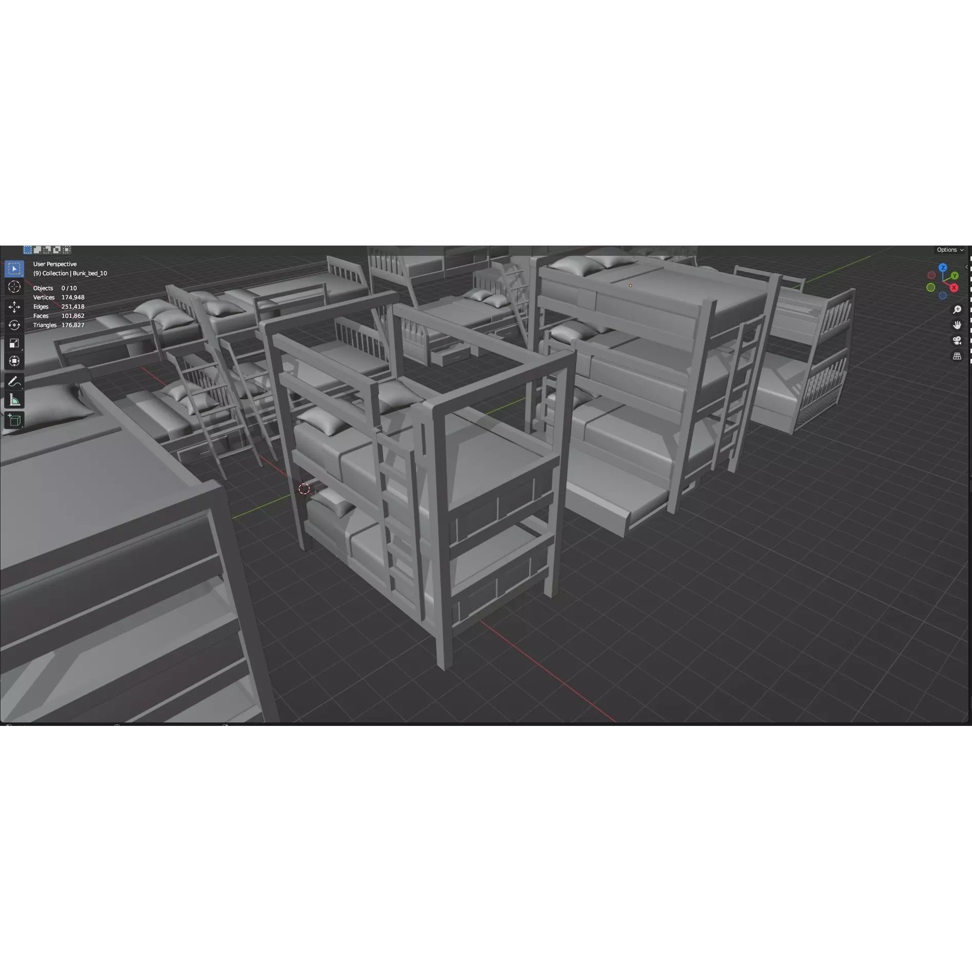 Bookshelf-Bunk Bed-Trolley Combo Pack - Low-Poly Game-Ready 3D Model - View 69