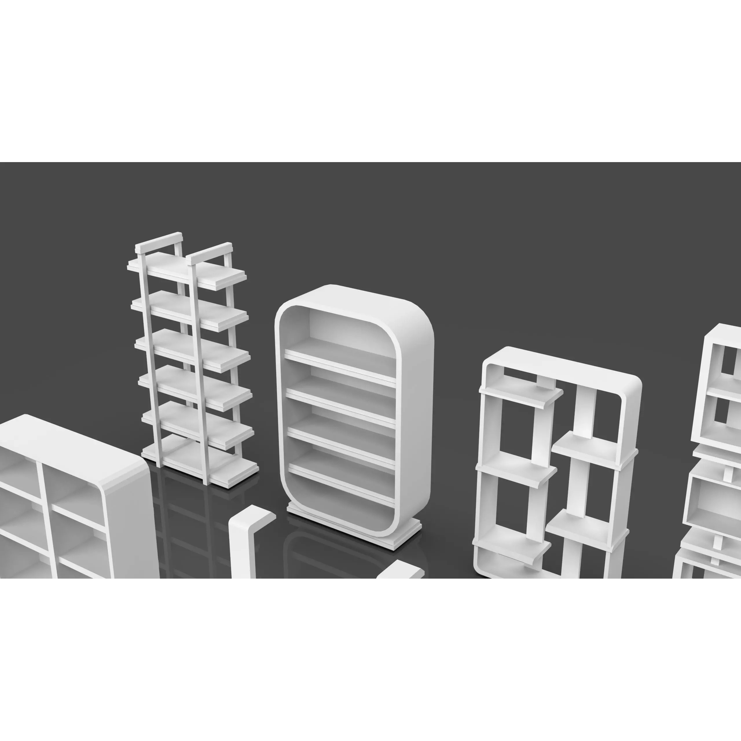 Bookshelf-Bunk Bed-Trolley Combo Pack - Low-Poly Game-Ready 3D Model - View 7