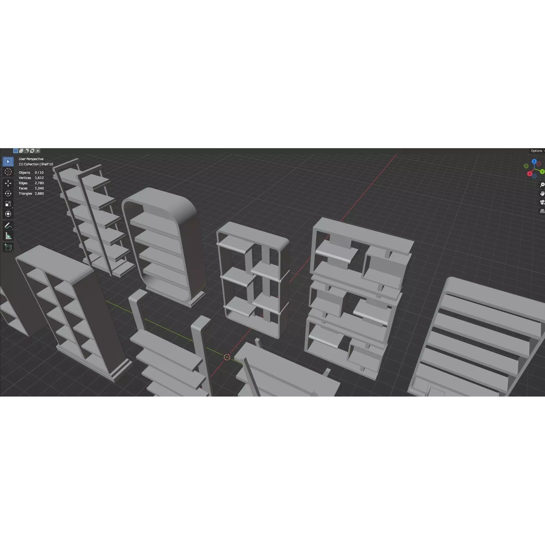 Bookshelf-Bunk Bed-Trolley Combo Pack - Low-Poly Game-Ready 3D Model - View 73