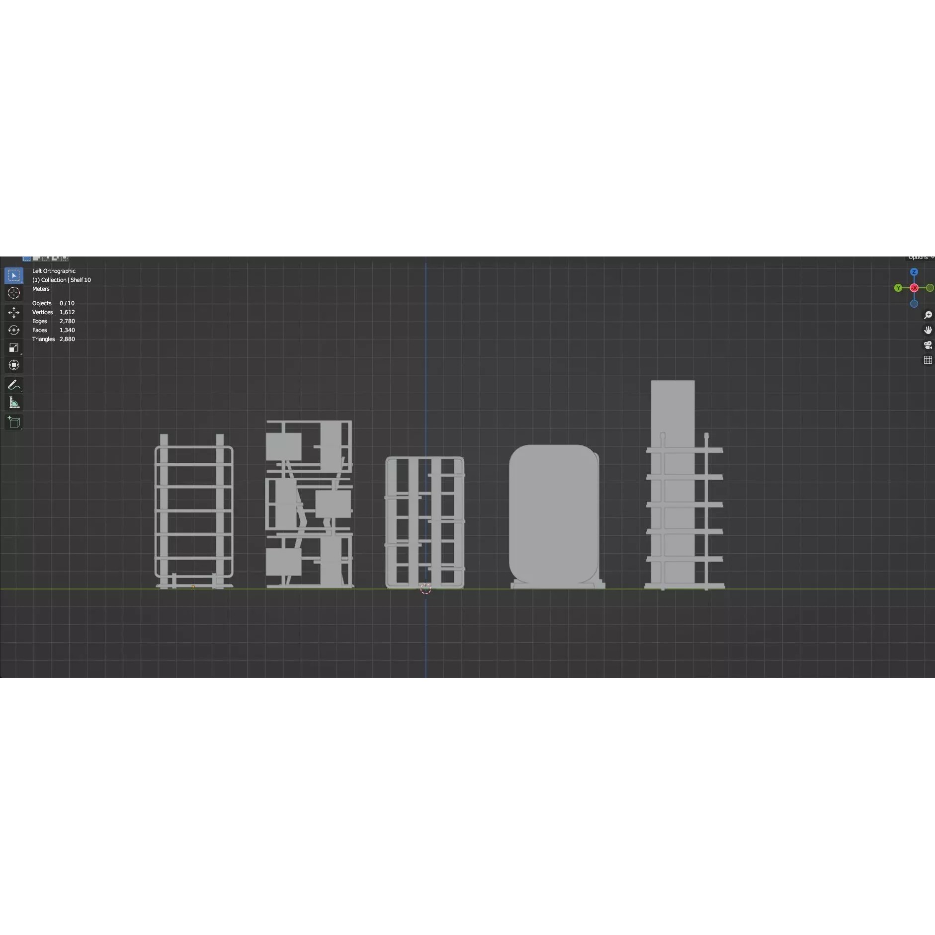 Bookshelf-Bunk Bed-Trolley Combo Pack - Low-Poly Game-Ready 3D Model - View 76