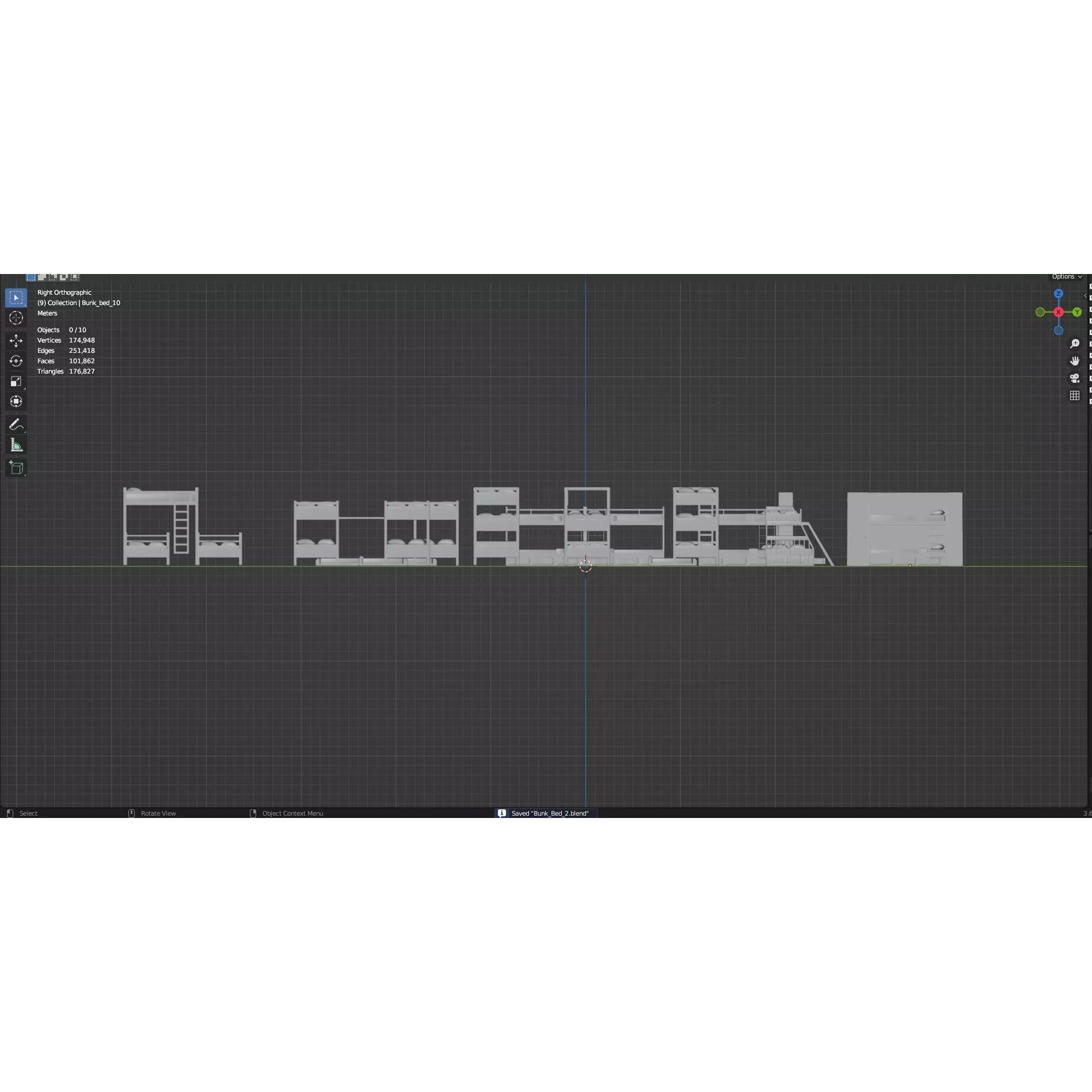 Bookshelf-Bunk Bed-Trolley Combo Pack - Low-Poly Game-Ready 3D Model - View 77