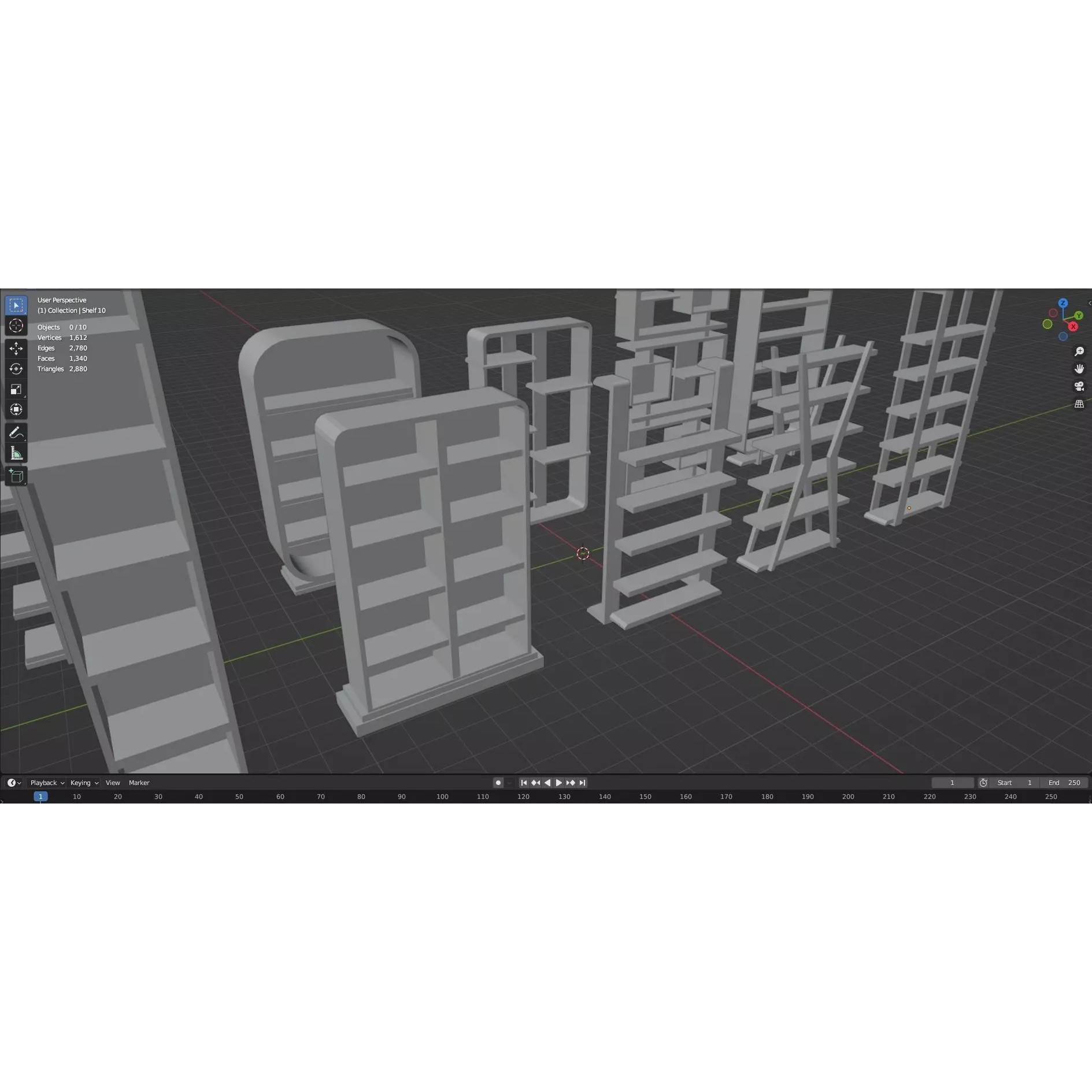 Bookshelf-Bunk Bed-Trolley Combo Pack - Low-Poly Game-Ready 3D Model - View 78