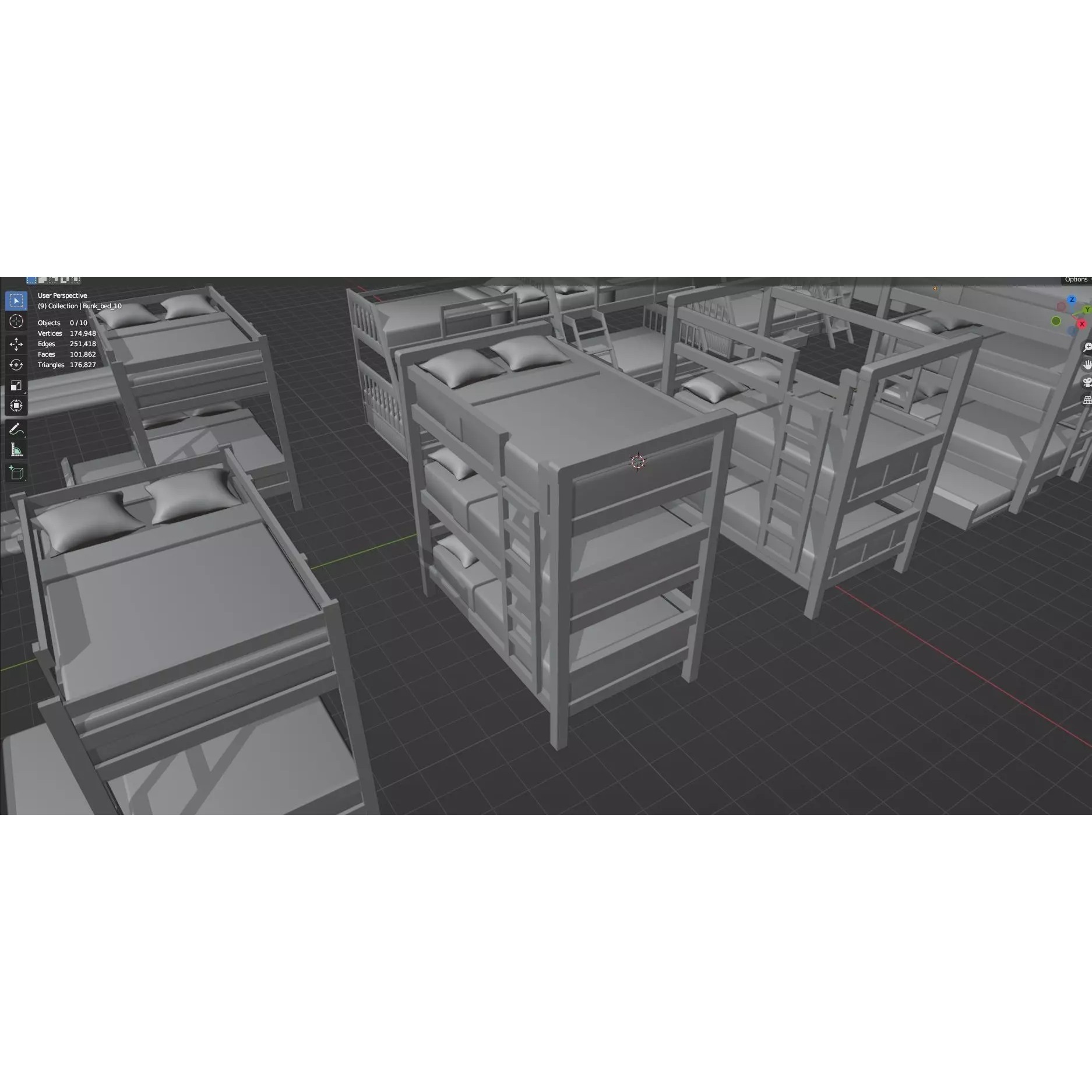 Bookshelf-Bunk Bed-Trolley Combo Pack - Low-Poly Game-Ready 3D Model - View 79