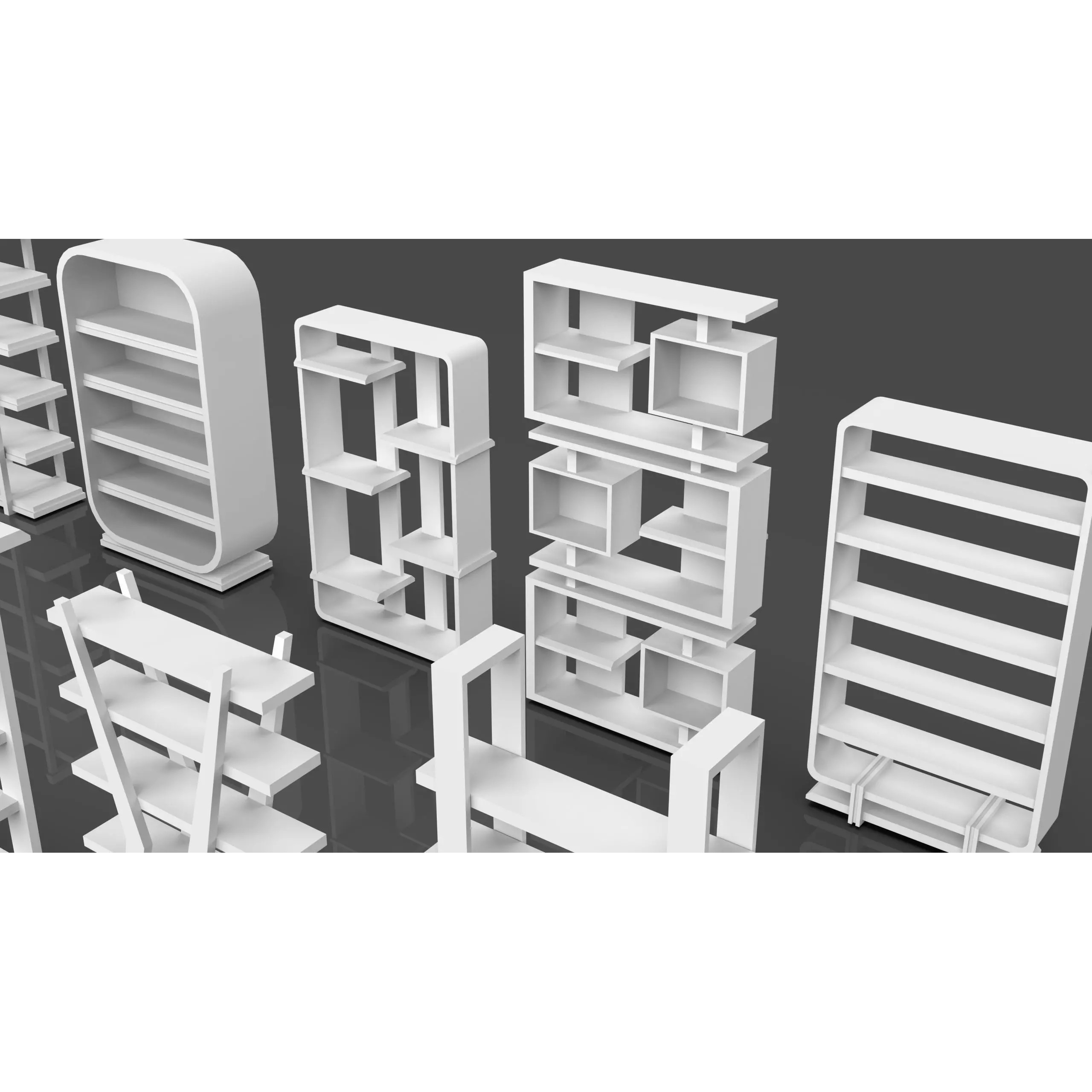 Bookshelf-Bunk Bed-Trolley Combo Pack - Low-Poly Game-Ready 3D Model - View 8