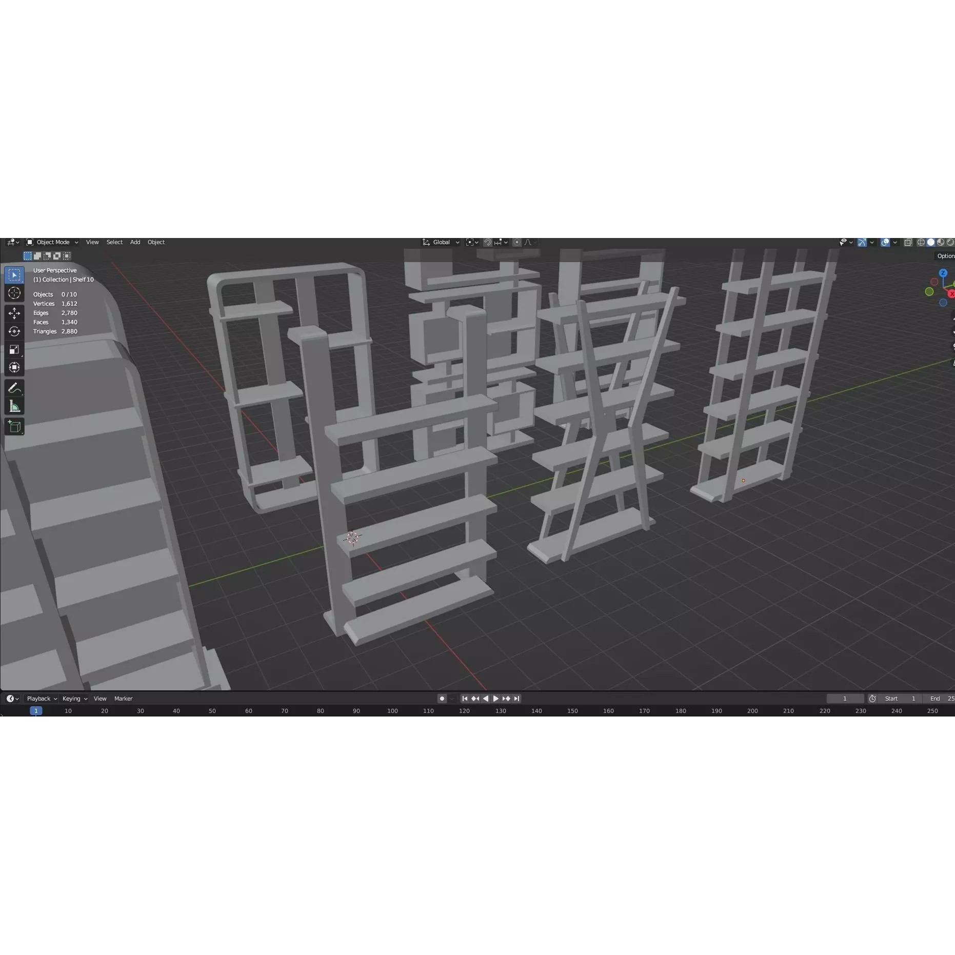 Bookshelf-Bunk Bed-Trolley Combo Pack - Low-Poly Game-Ready 3D Model - View 80