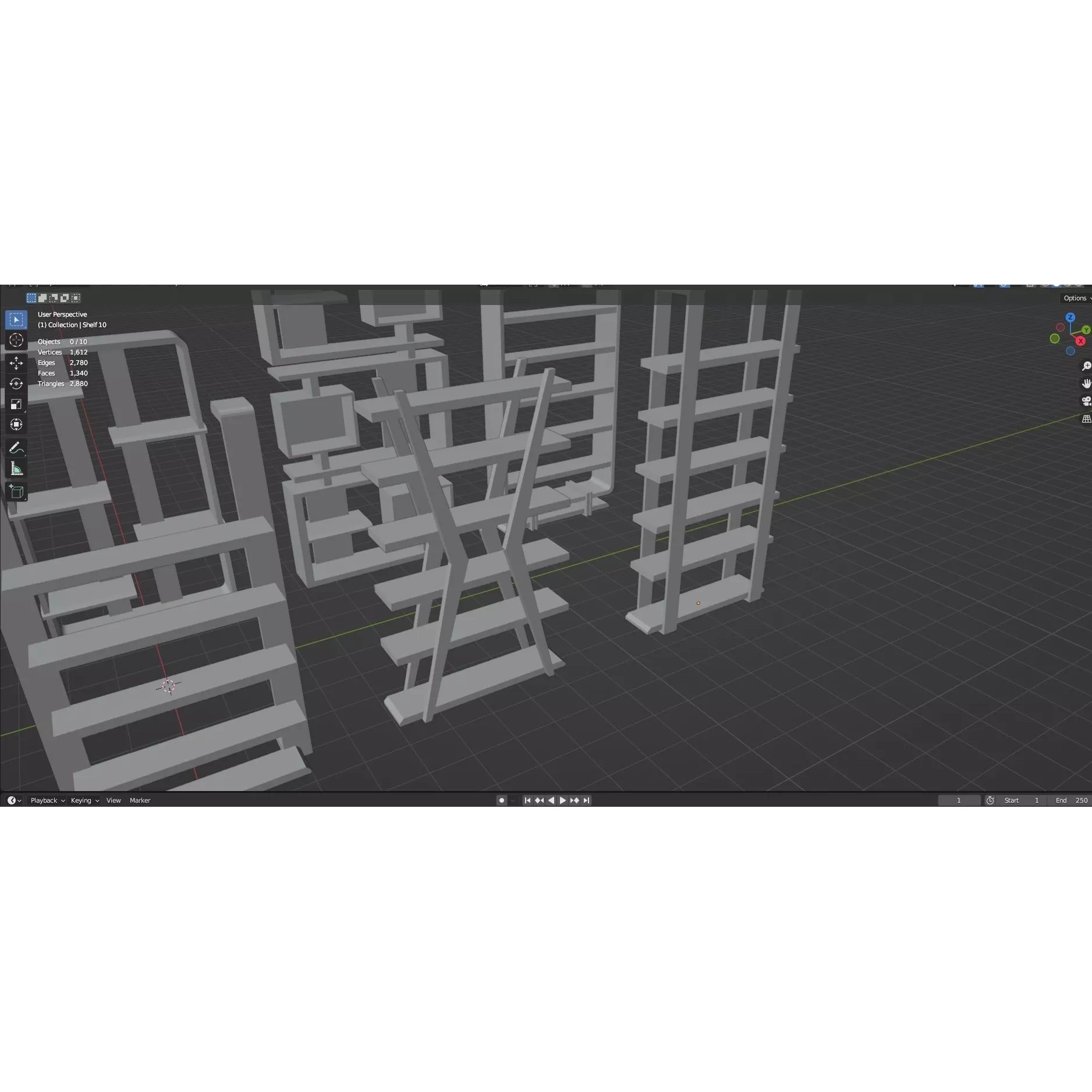 Bookshelf-Bunk Bed-Trolley Combo Pack - Low-Poly Game-Ready 3D Model - View 81