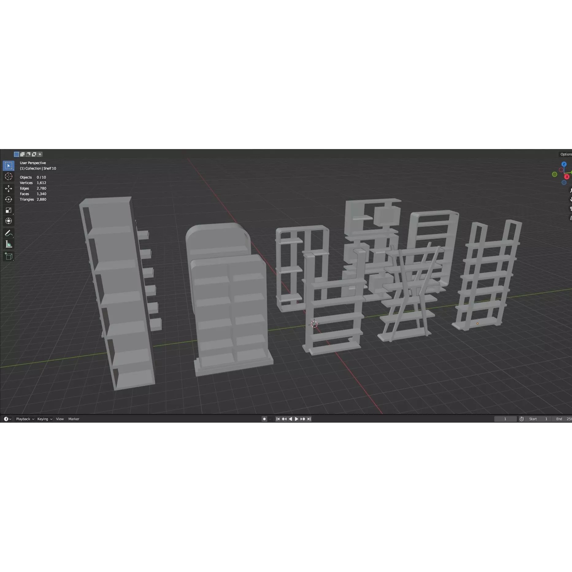 Bookshelf-Bunk Bed-Trolley Combo Pack - Low-Poly Game-Ready 3D Model - View 82