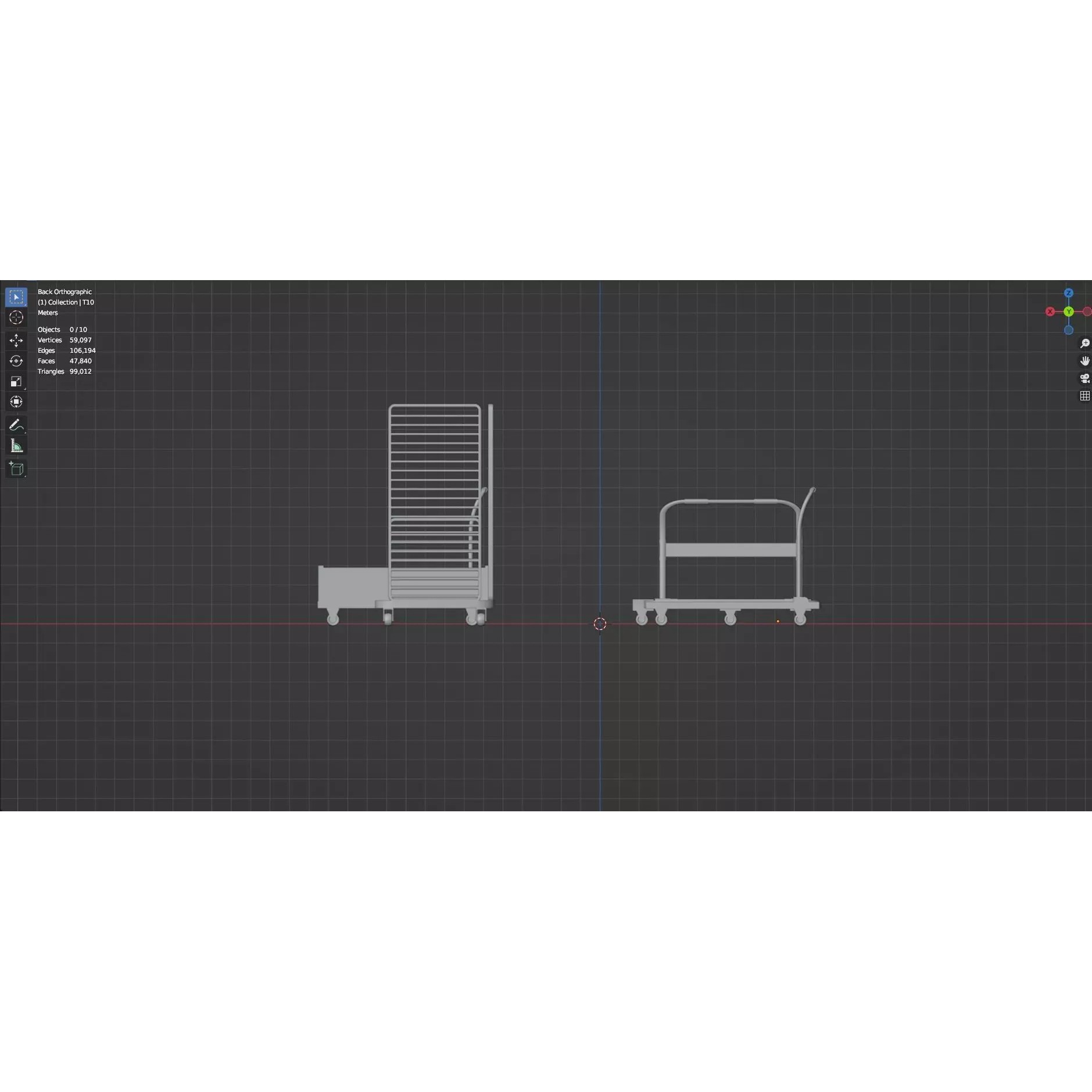 Bookshelf-Bunk Bed-Trolley Combo Pack - Low-Poly Game-Ready 3D Model - View 83