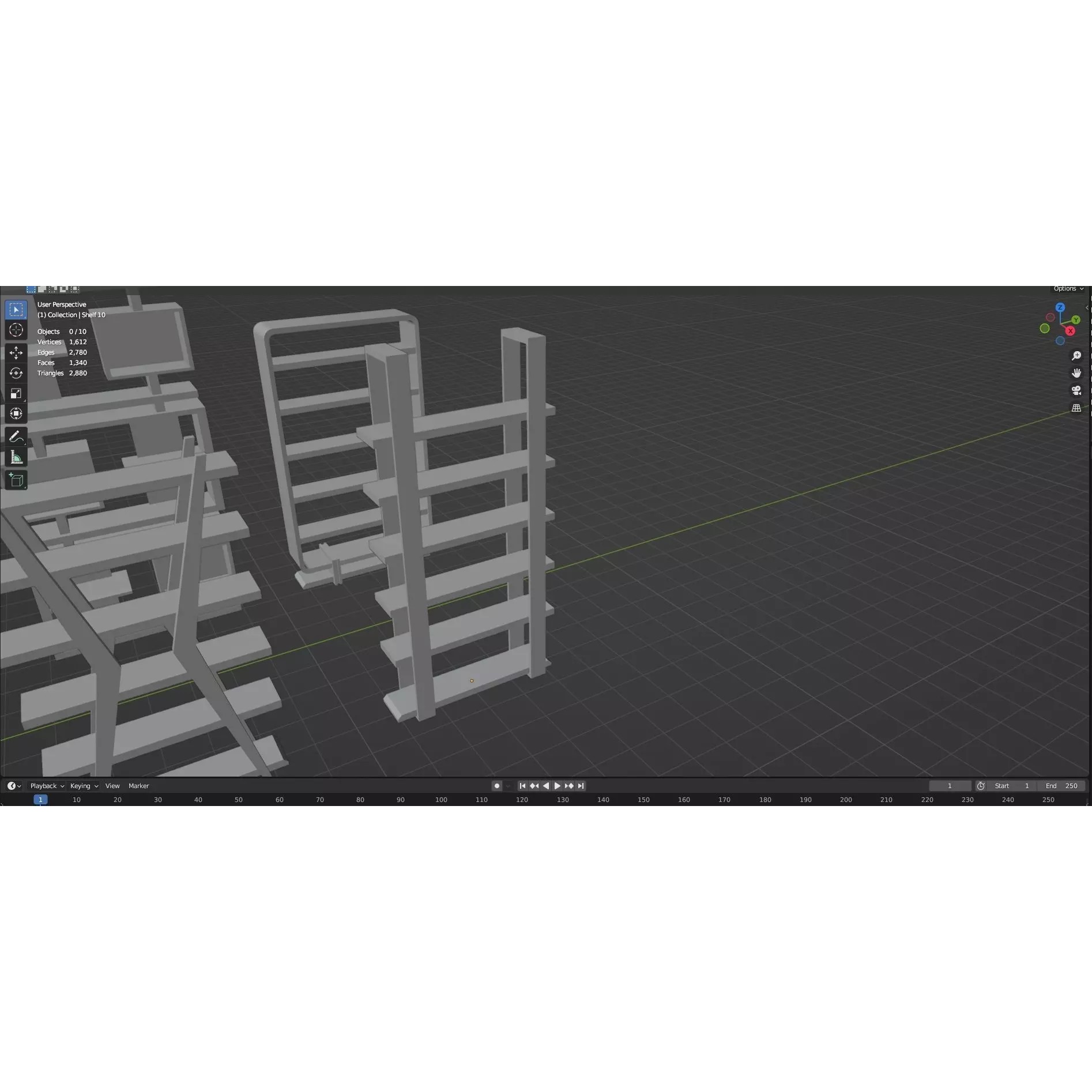 Bookshelf-Bunk Bed-Trolley Combo Pack - Low-Poly Game-Ready 3D Model - View 84