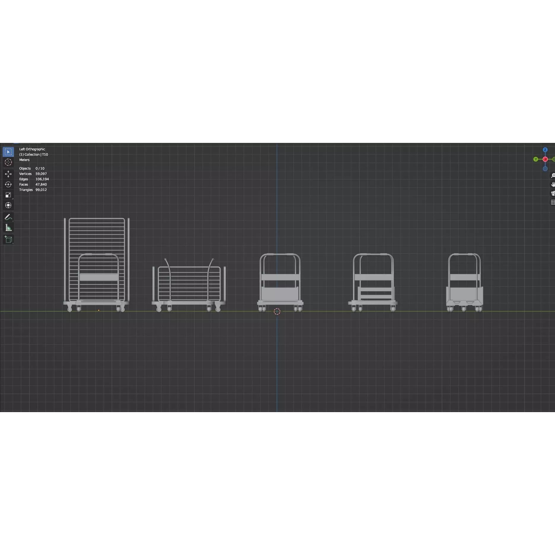 Bookshelf-Bunk Bed-Trolley Combo Pack - Low-Poly Game-Ready 3D Model - View 85