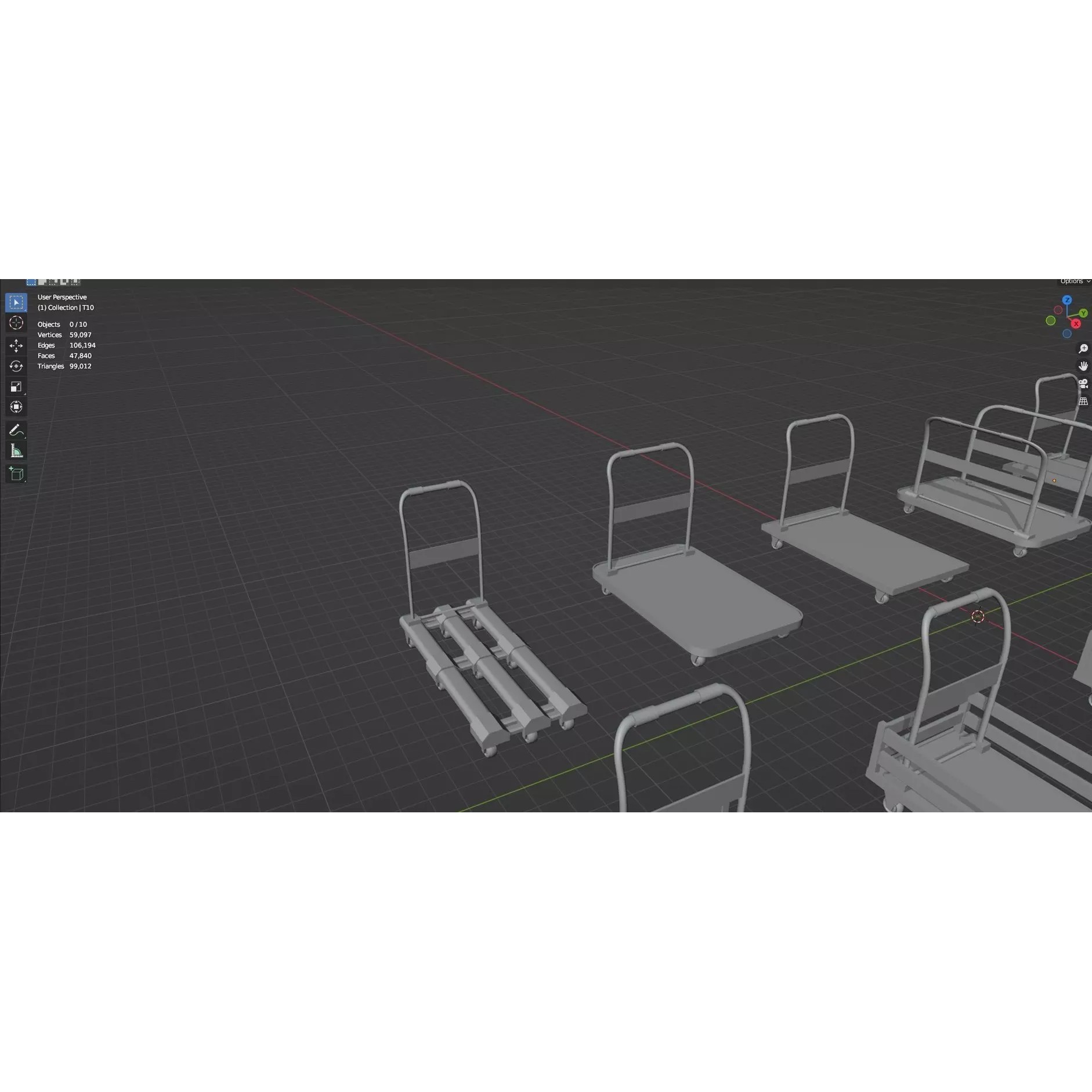 Bookshelf-Bunk Bed-Trolley Combo Pack - Low-Poly Game-Ready 3D Model - View 86