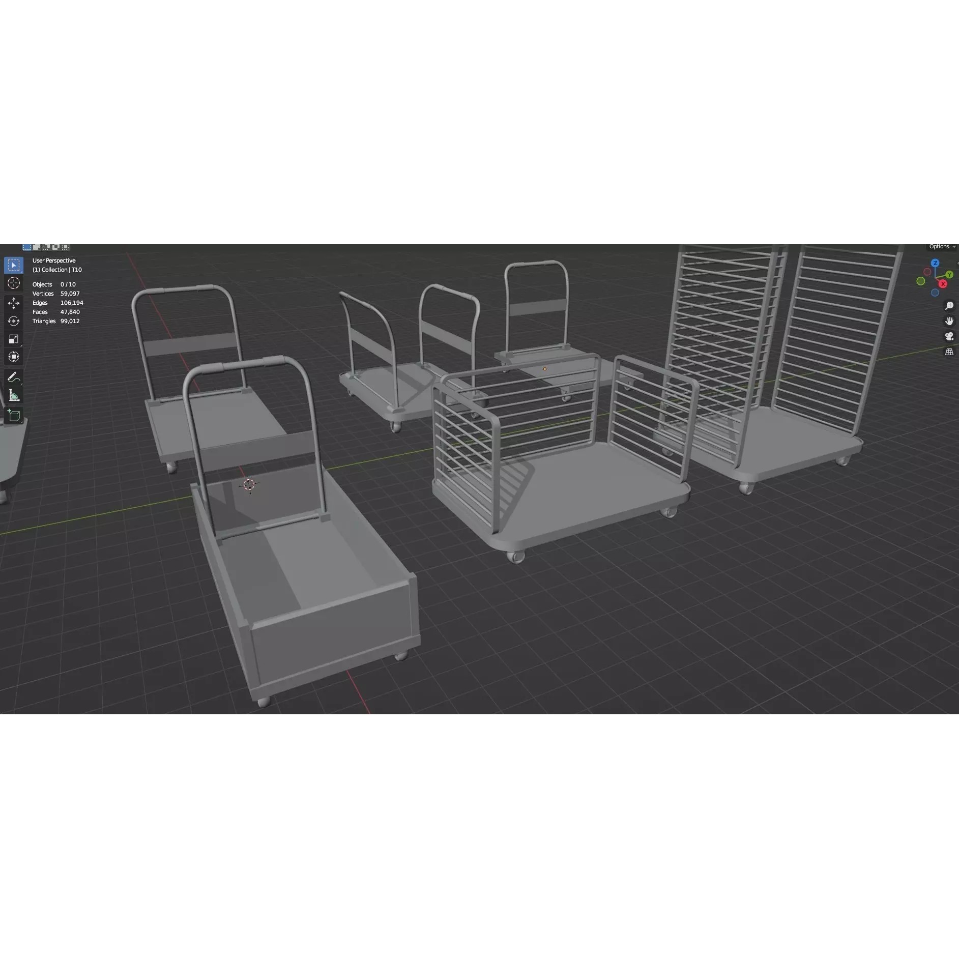 Bookshelf-Bunk Bed-Trolley Combo Pack - Low-Poly Game-Ready 3D Model - View 87