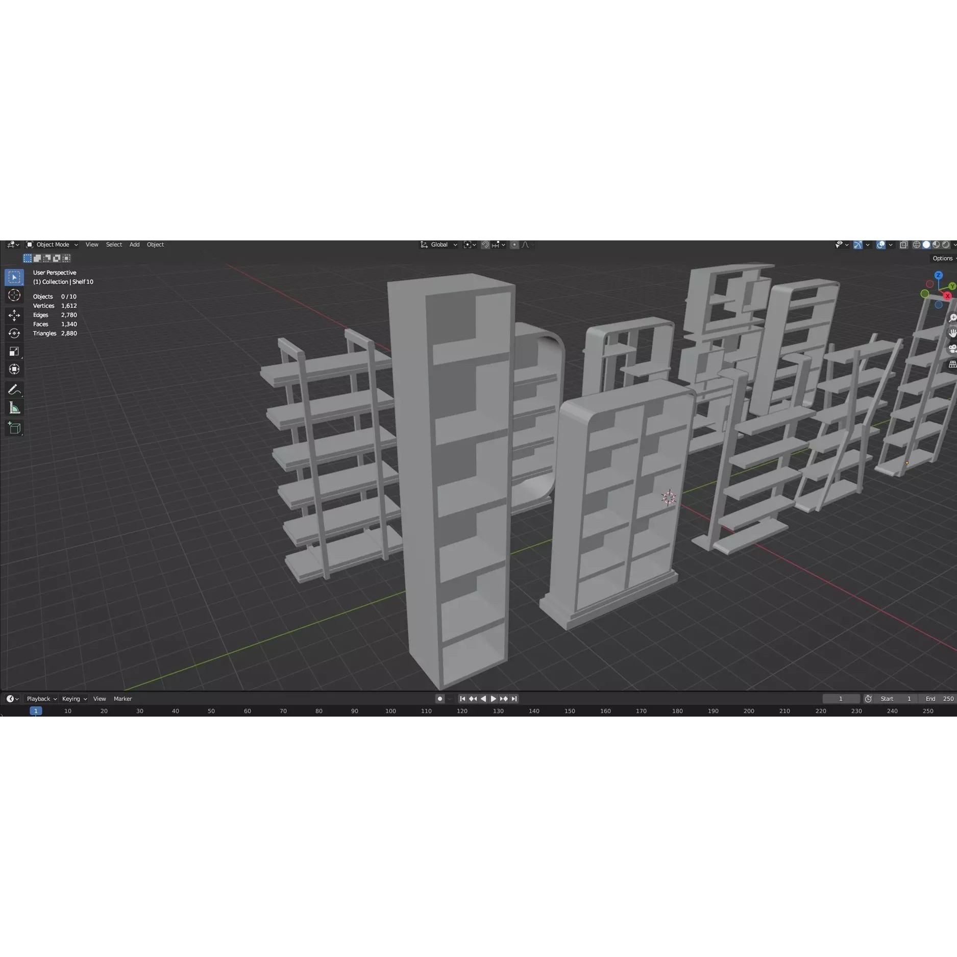 Bookshelf-Bunk Bed-Trolley Combo Pack - Low-Poly Game-Ready 3D Model - View 88