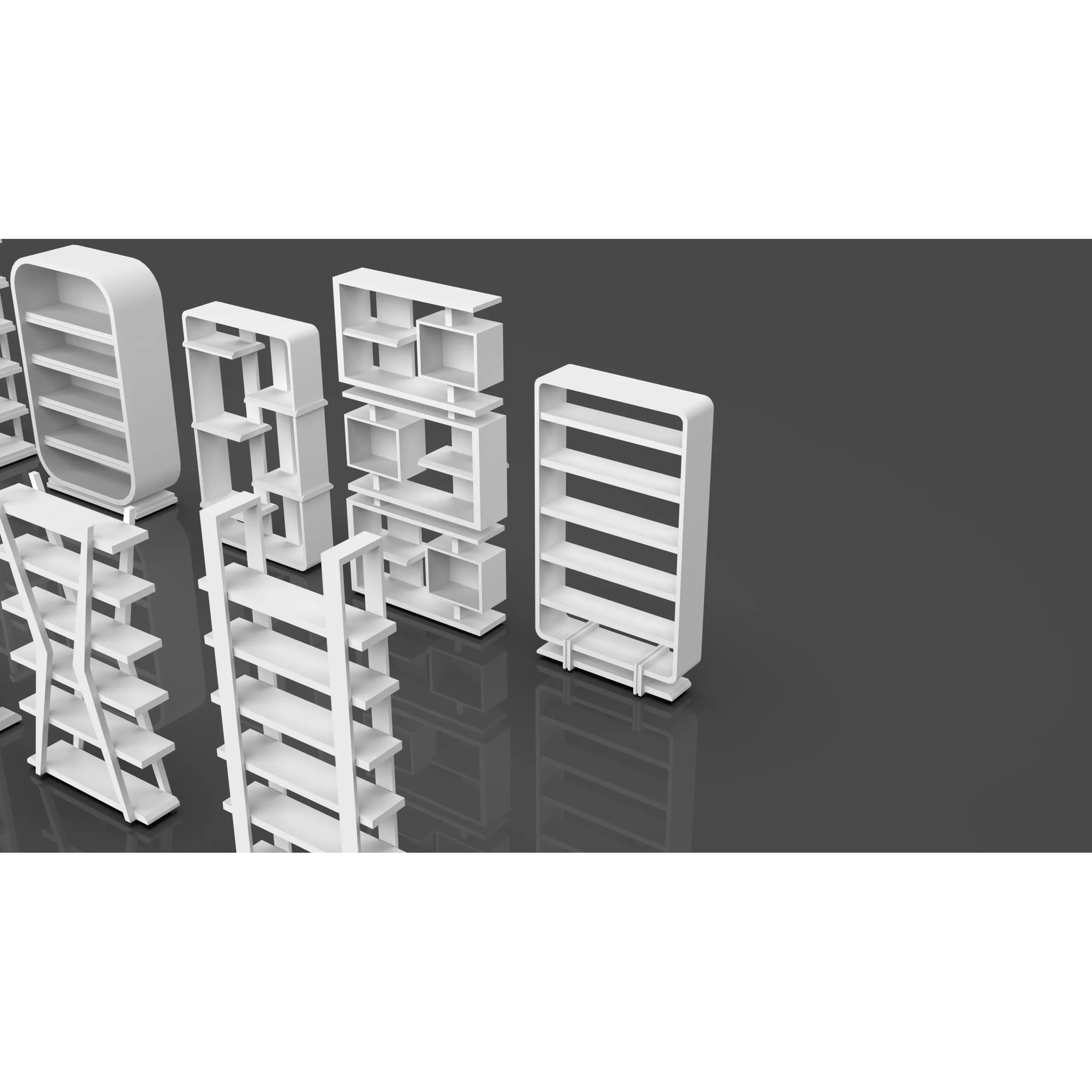 Bookshelf-Bunk Bed-Trolley Combo Pack - Low-Poly Game-Ready 3D Model - View 9
