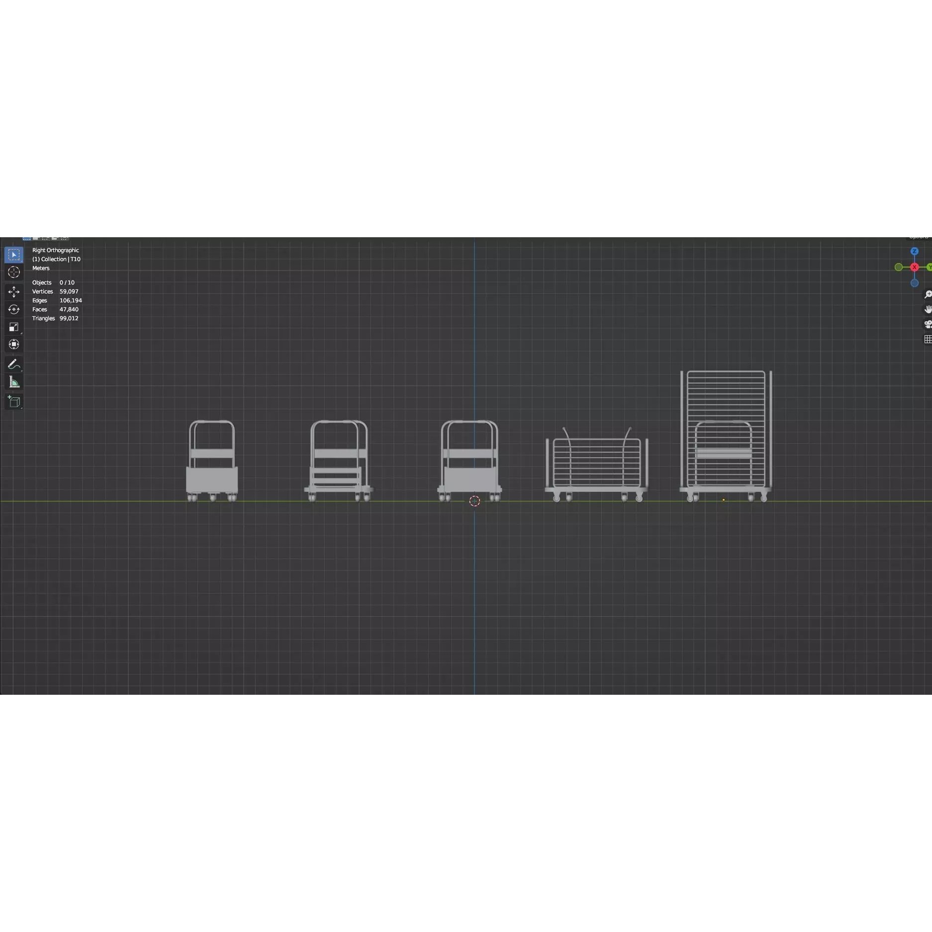 Bookshelf-Bunk Bed-Trolley Combo Pack - Low-Poly Game-Ready 3D Model - View 95