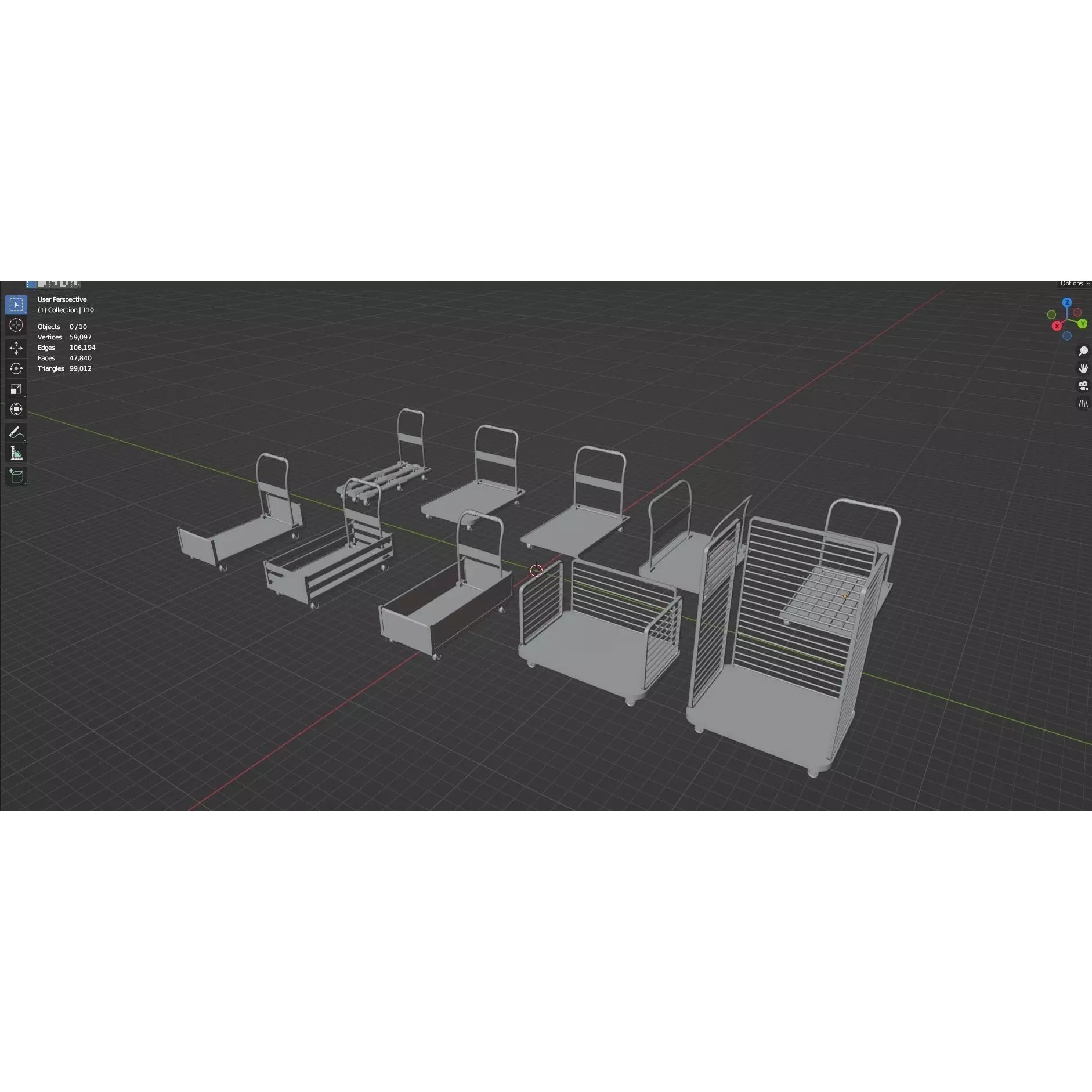 Bookshelf-Bunk Bed-Trolley Combo Pack - Low-Poly Game-Ready 3D Model - View 96